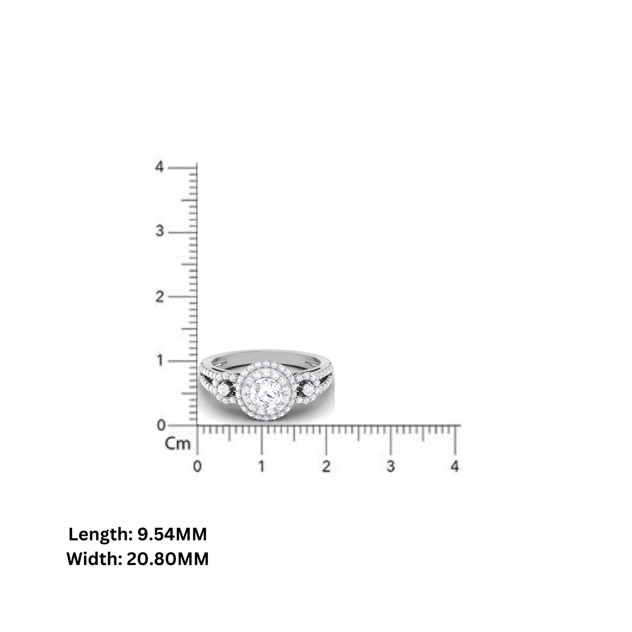 White Gold Adjustable Silver Diamond Double Halo Solitaire Ring For Woman