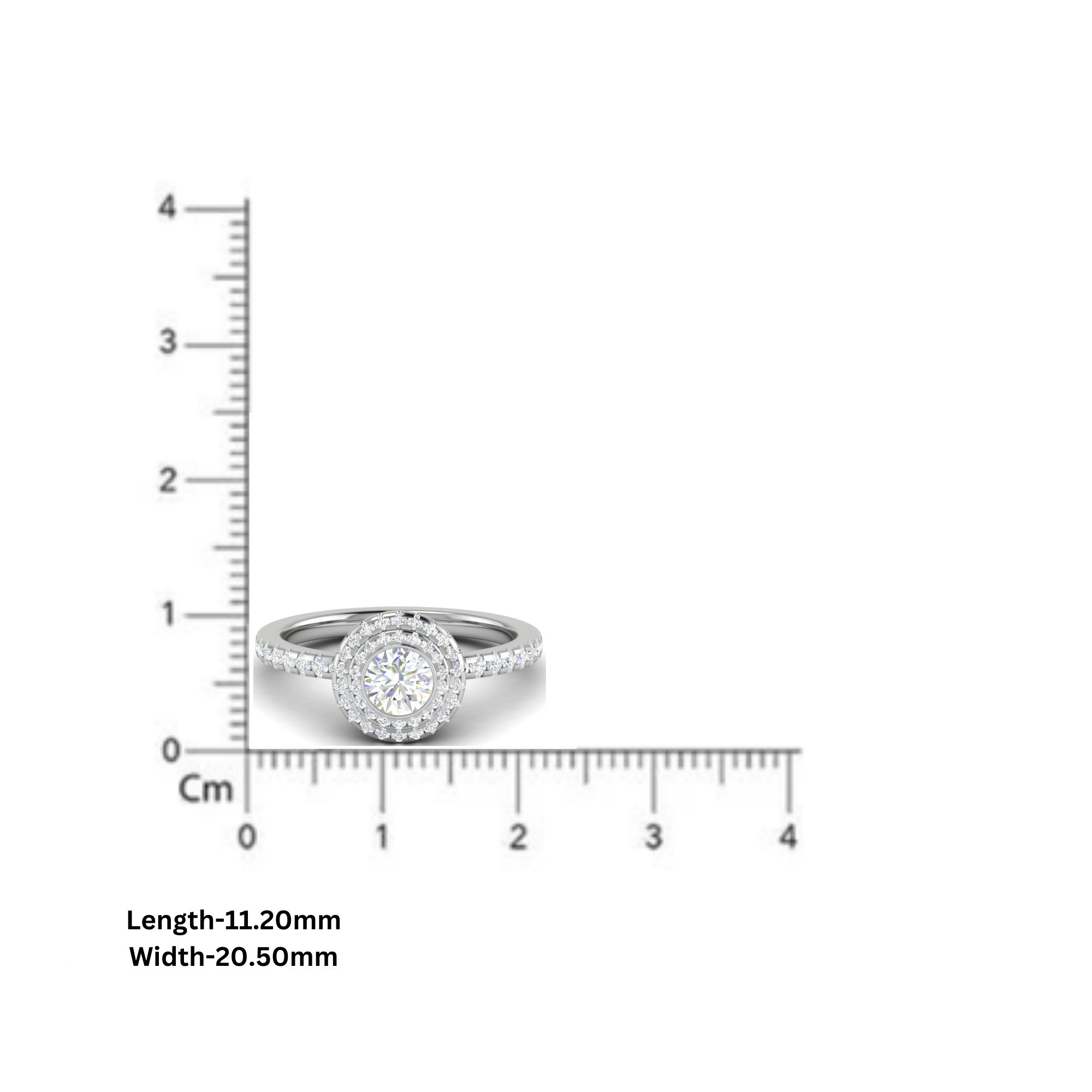 White Gold Adjustable Silver Halo Round Solitaire Ring For Woman