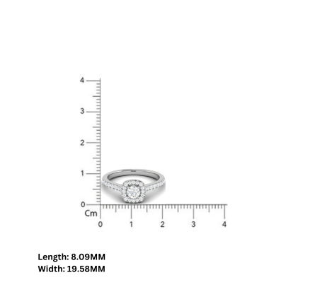 White Gold Adjustable Silver Halo Round Brilliant Cut Diamond Pave Ring For Woman