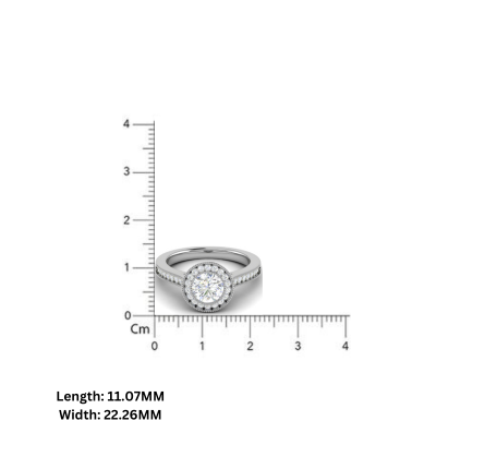 White Gold Adjustable Silver Shimmering Milgrain Halo Solitaire Ring For Woman