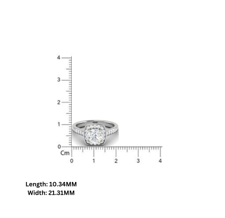 White Gold Adjustable Silver Timeless Round Halo Pave Accent Bridal Ring For Woman