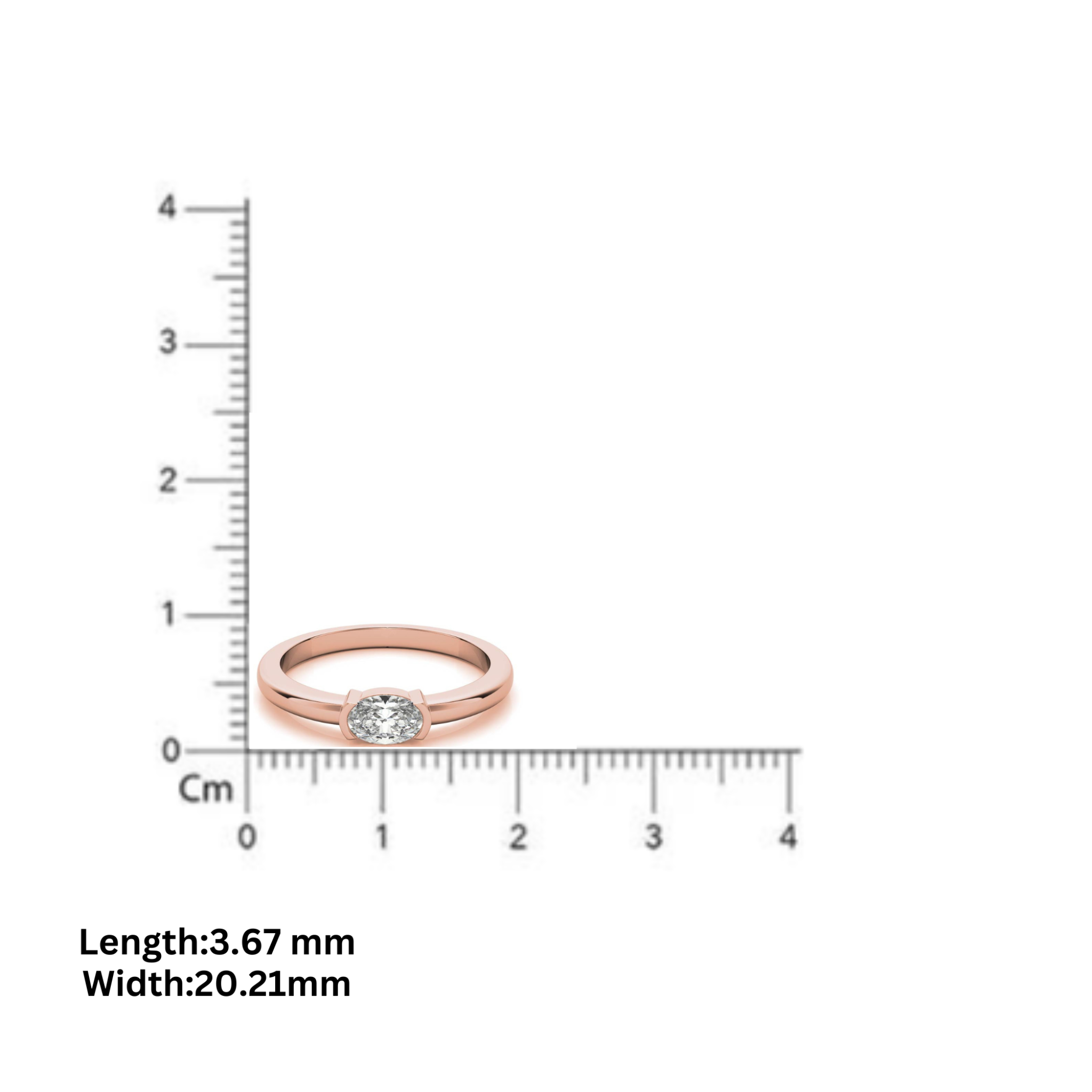 White Gold Silver Half-Bezel-Set Adjustable Oval Cut Solitaire Ring For Woman