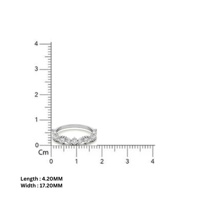 Adjustable Sterling Silver Timeless Elegant Marquise and Round Cut Diamond White Gold Band For Women