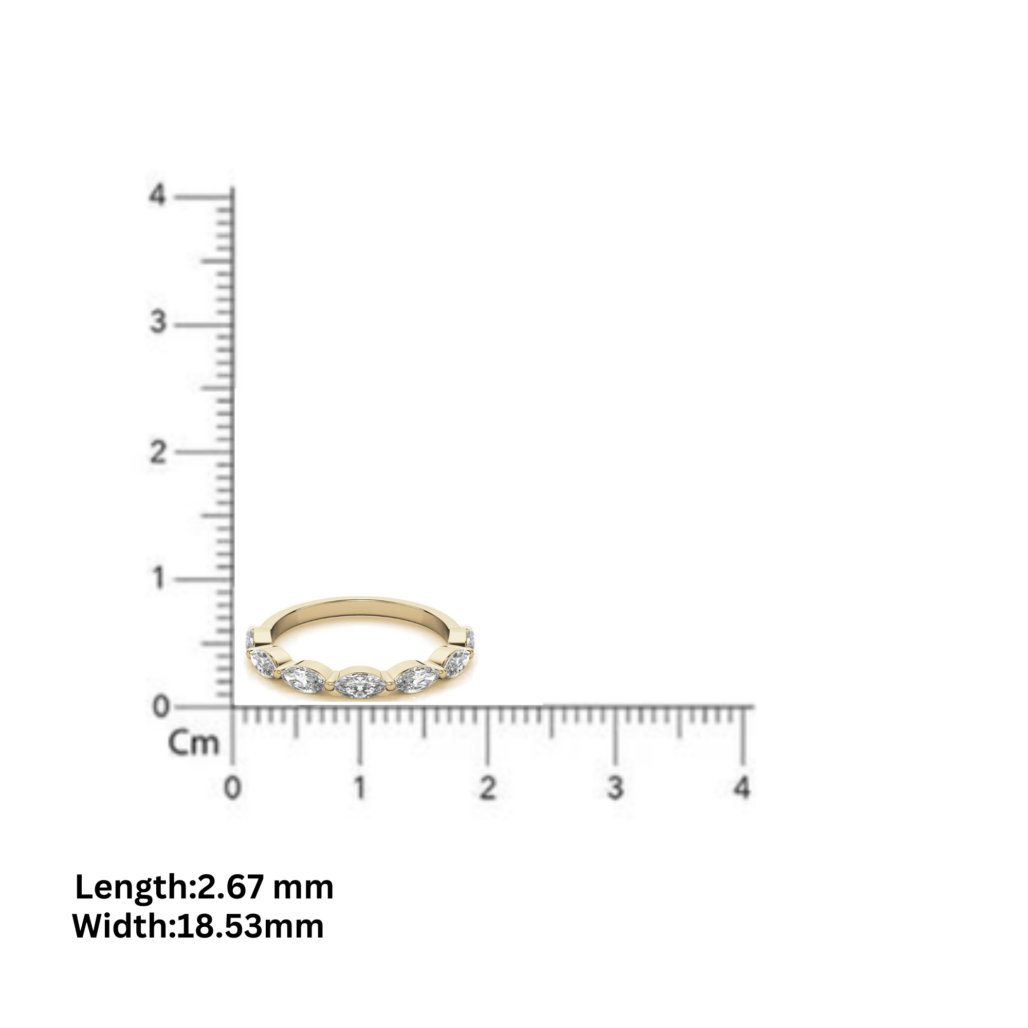 Marquise-Cut Diamond Yellow Gold Adjustable Sterling Silver Timeless Half Eternity Band For Women