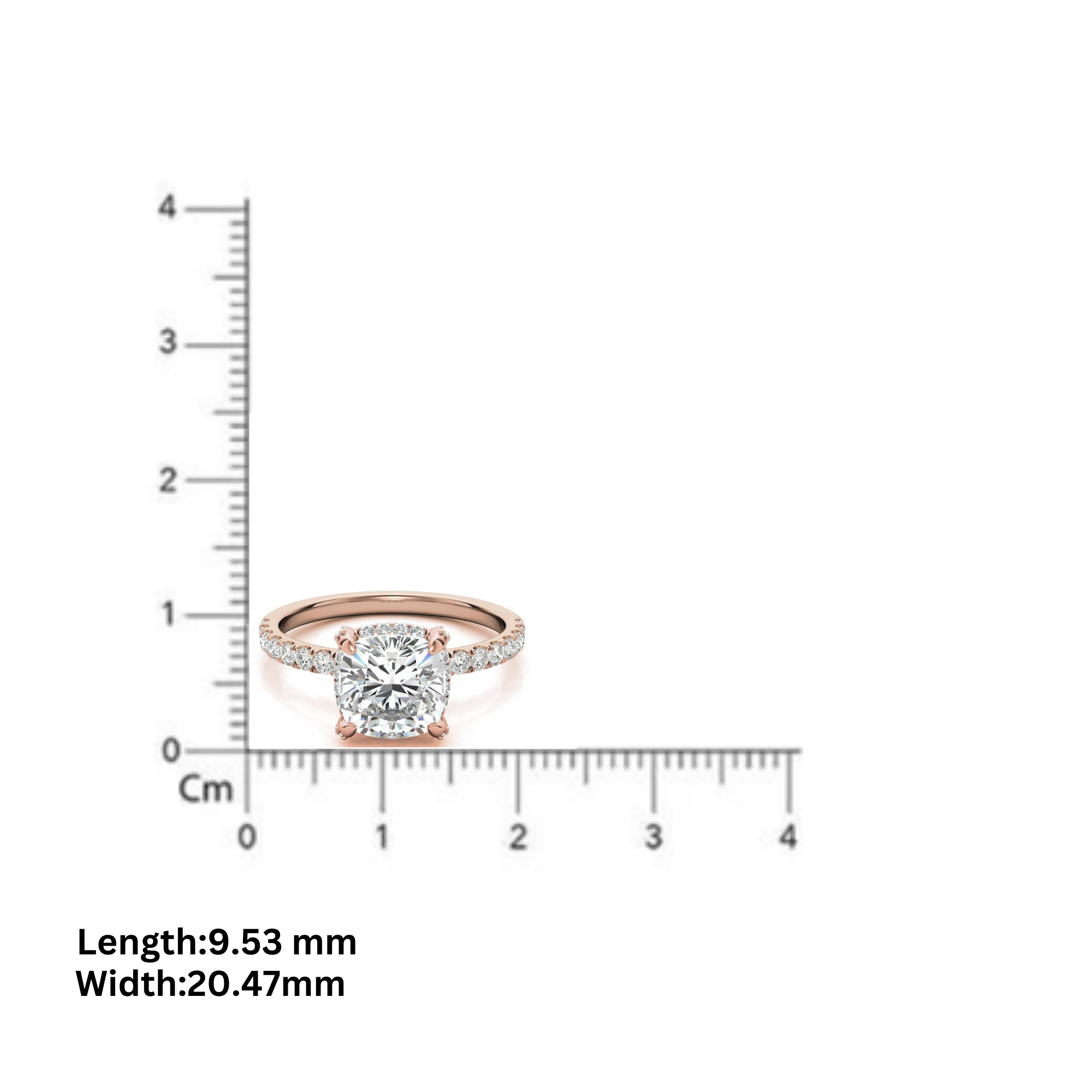 Cushion-Cut Solitaire Rose Gold Adjustable Sterling Silver Classic Halo Ring For Women