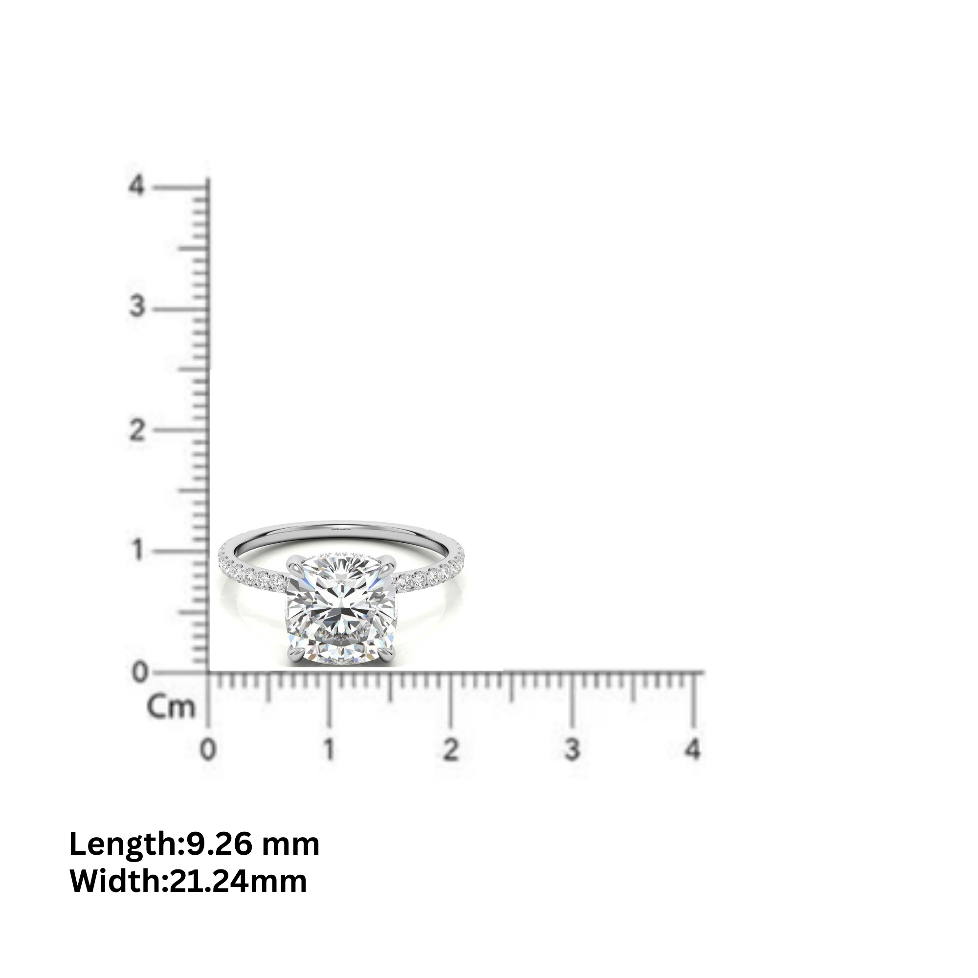 Sterling Silver Graceful Adjustable Cushion-Cut Solitaire White Gold Engagement Ring For Women