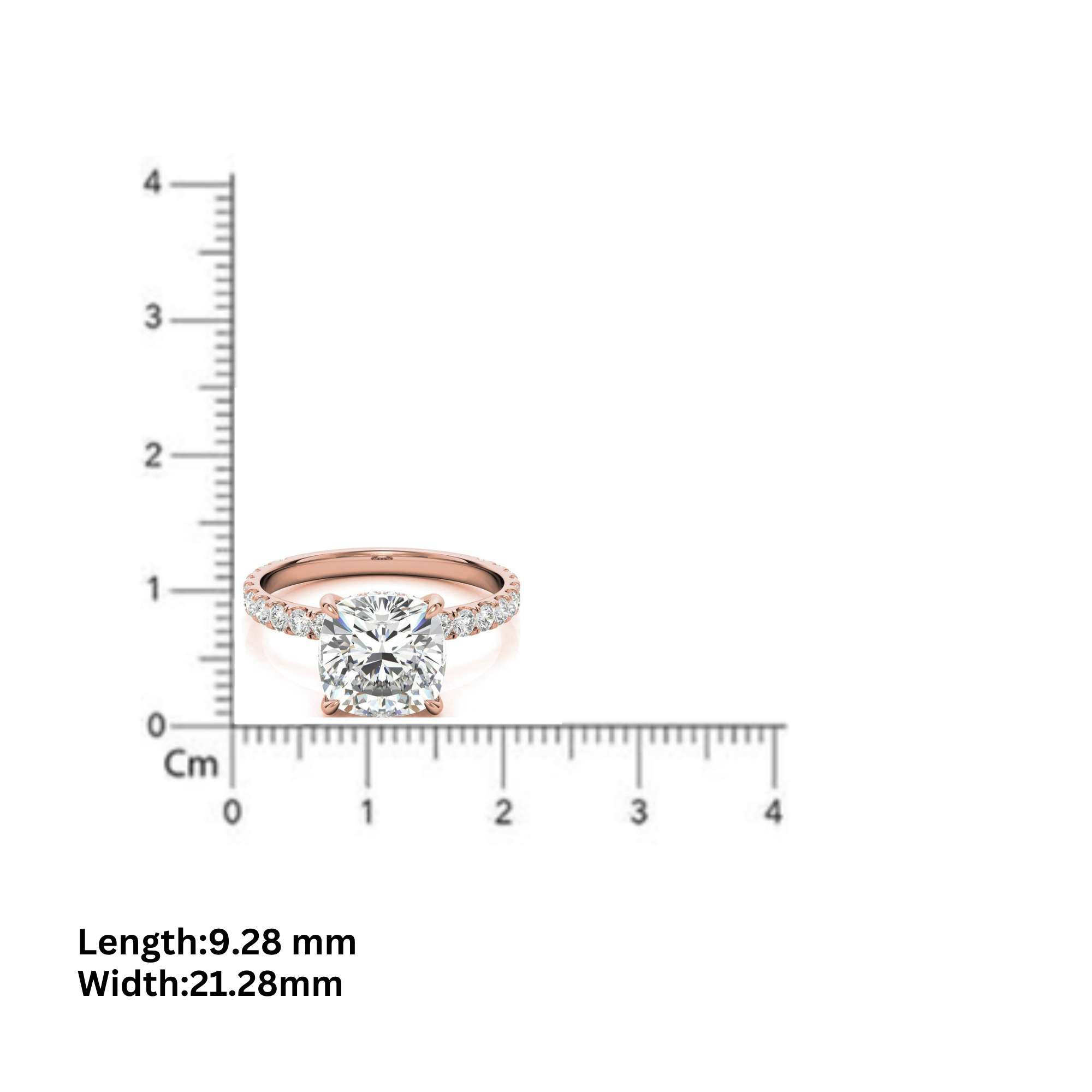 Adjustable Sterling Silver Elegant White Gold Cushion-Cut Diamond Engagement Ring with Pavé Band For Women