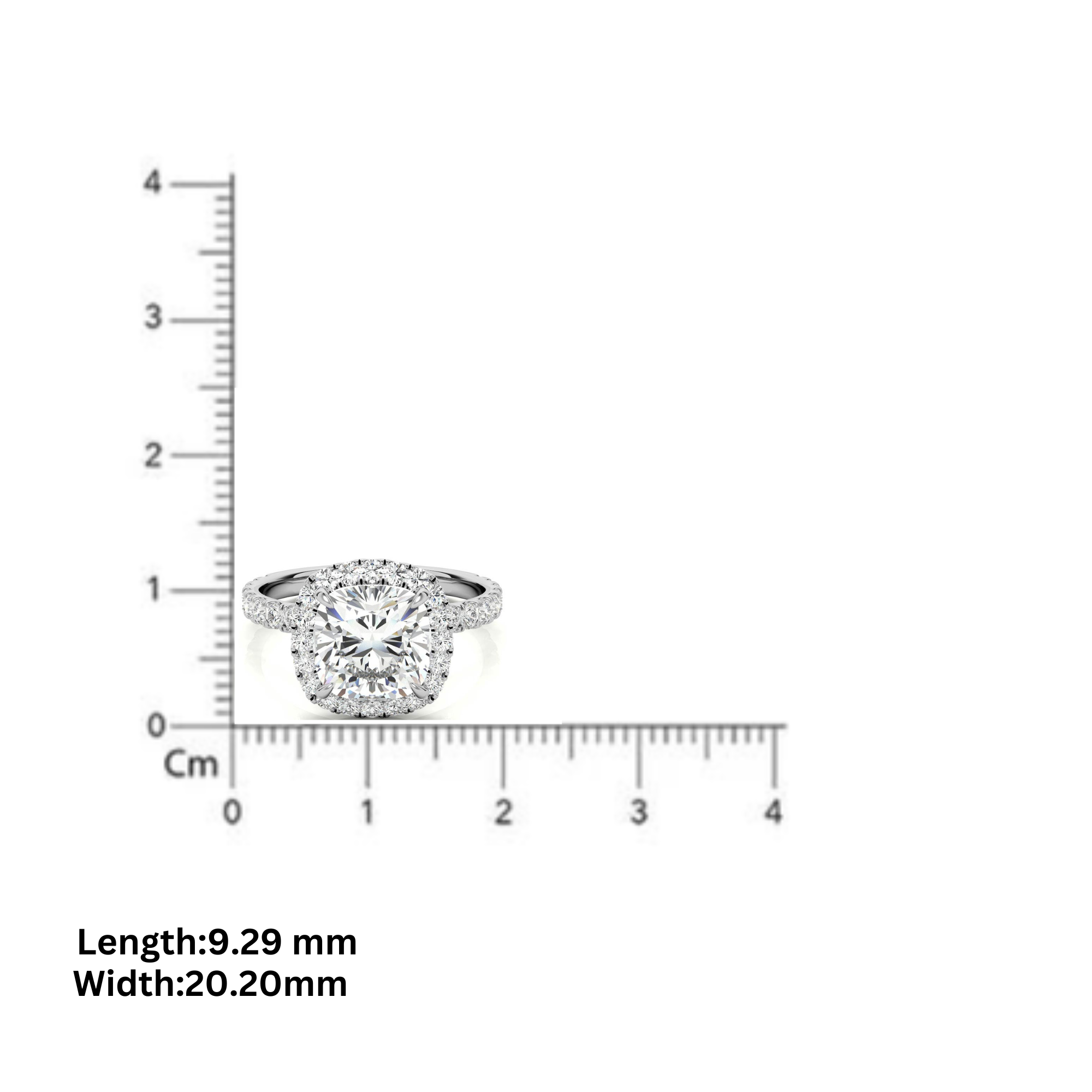 Adjustable Sterling Silver Graceful White Gold Cushion-Cut Halo Ring For Women