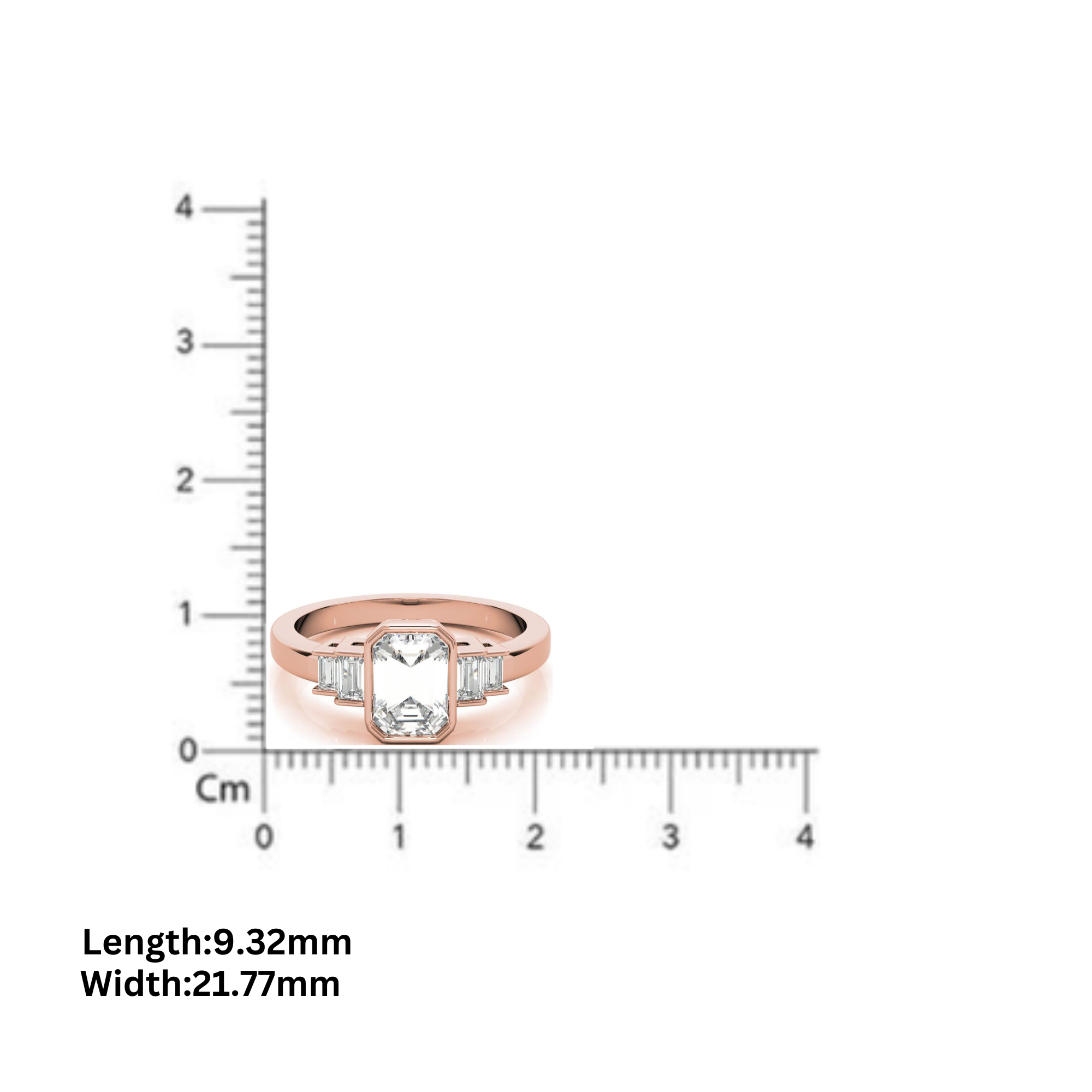 Sterling Silver Emerald-Cut Three-Stone Adjustable Engagement White Gold Ring For Woman