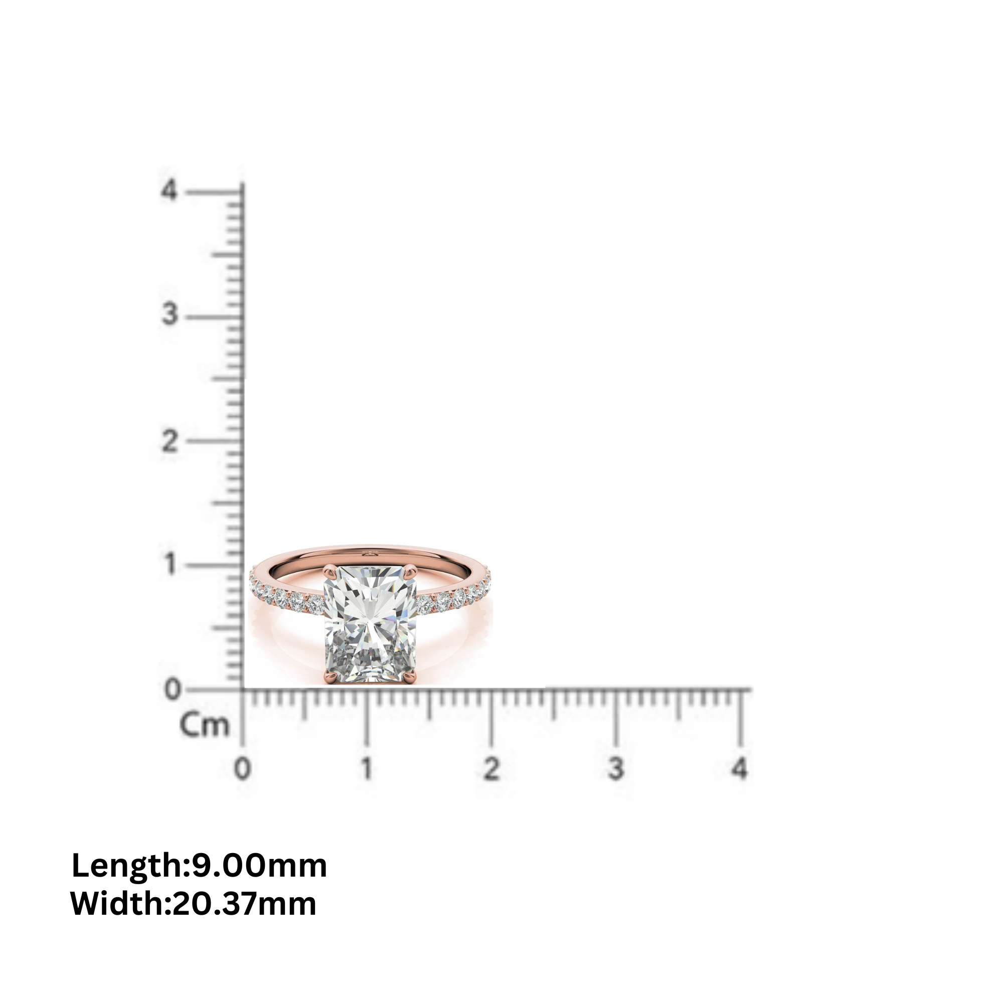 Adjustable Engagement Sterling Silver Yellow Gold Radiant Cut with Hidden Halo Design Ring For Woman