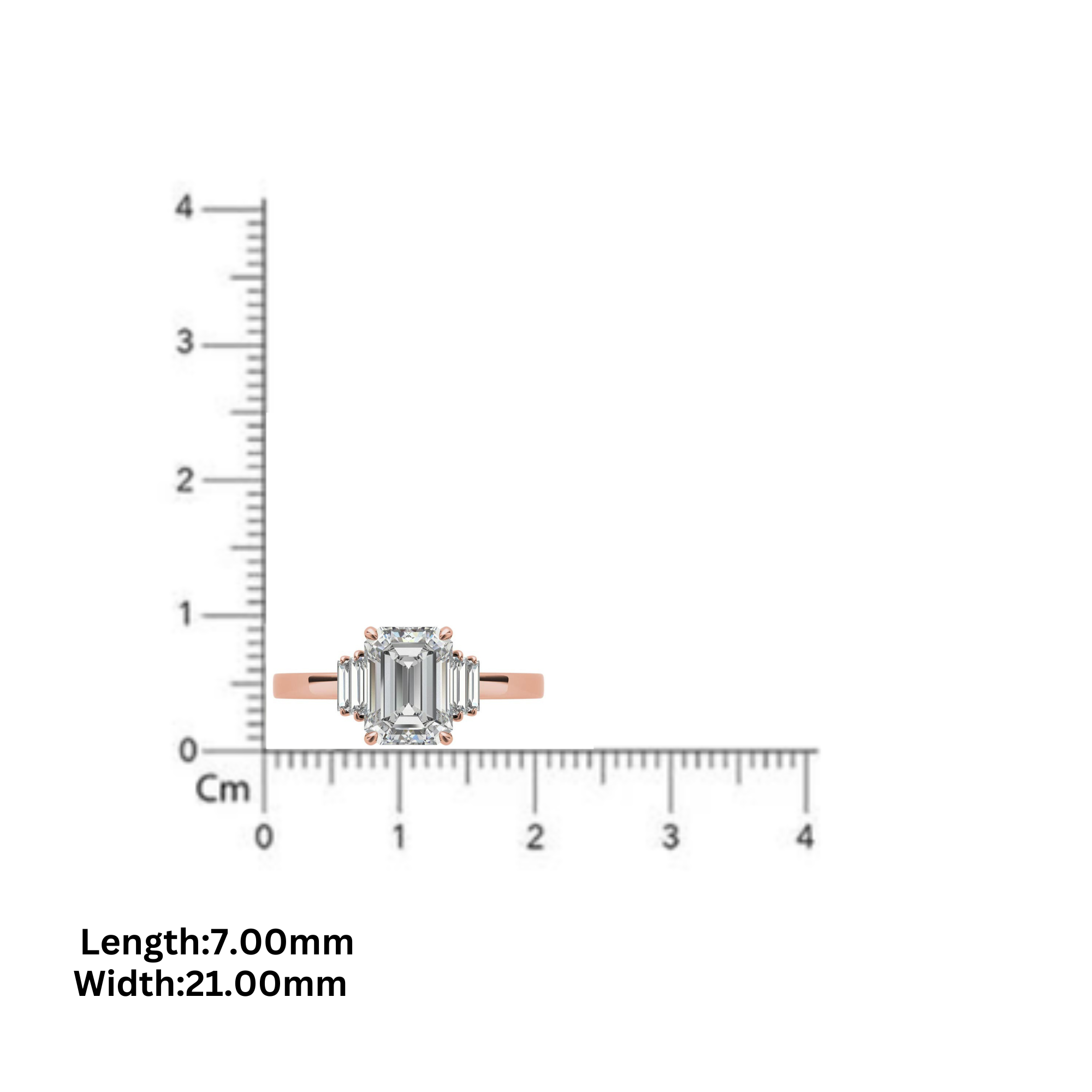 Sterling Silver Emerald-Cut Center Stone With Baguette Adjustable  Engagement Yellow Gold Ring For Woman