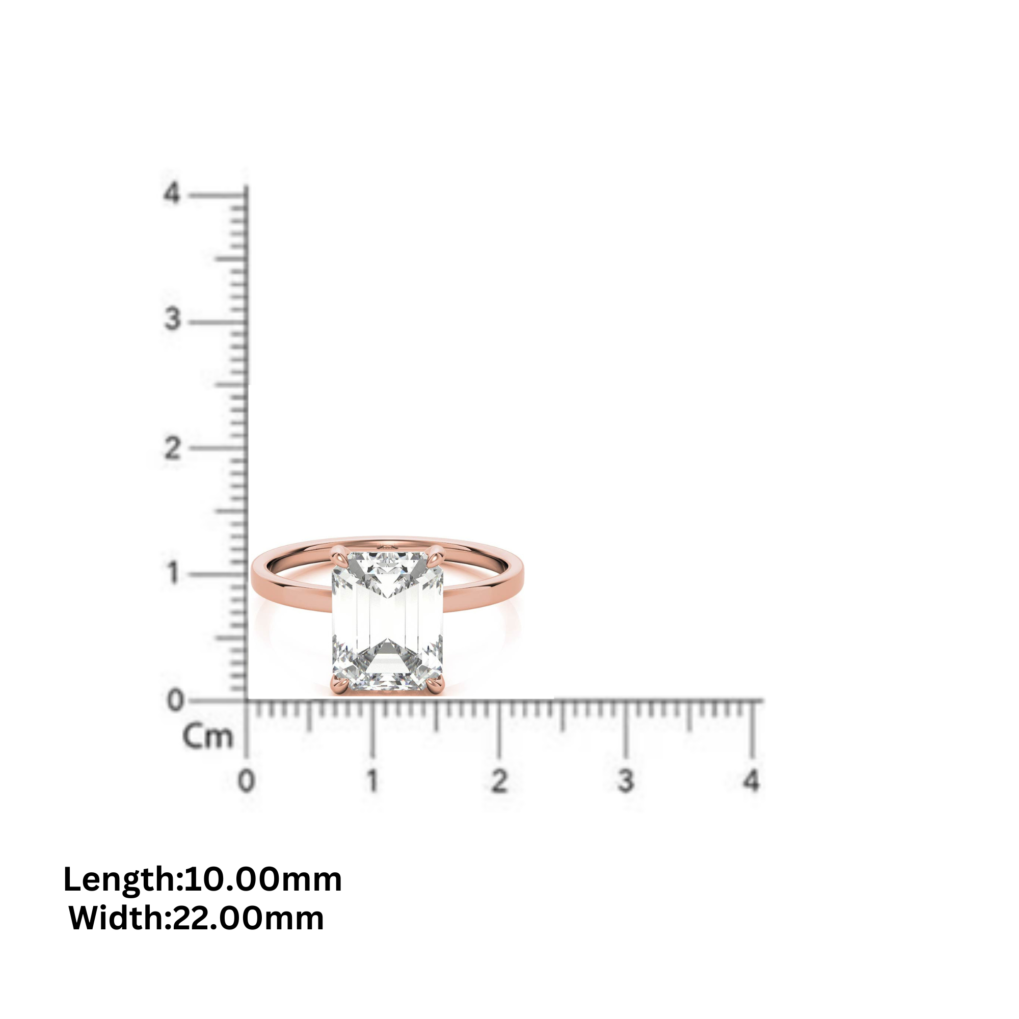 Adjustable Elegant Sterling Silver Rose Gold Emerald-Cut Solitaire Ring – Perfect for Engagements