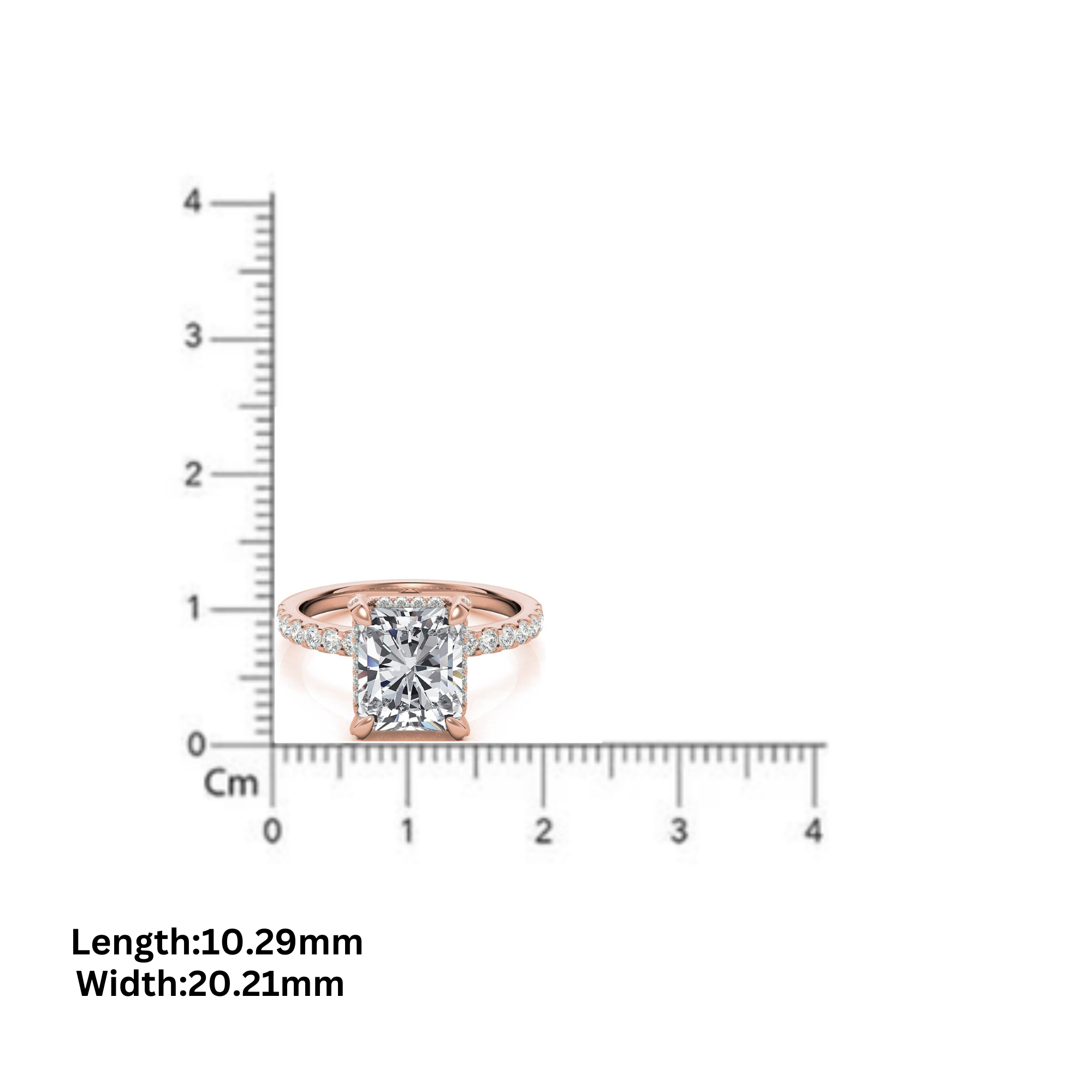 Adjustable Sterling Silver Classic Rose Gold Radiant-Cut Pave Engagement Ring – Perfect for Weddings