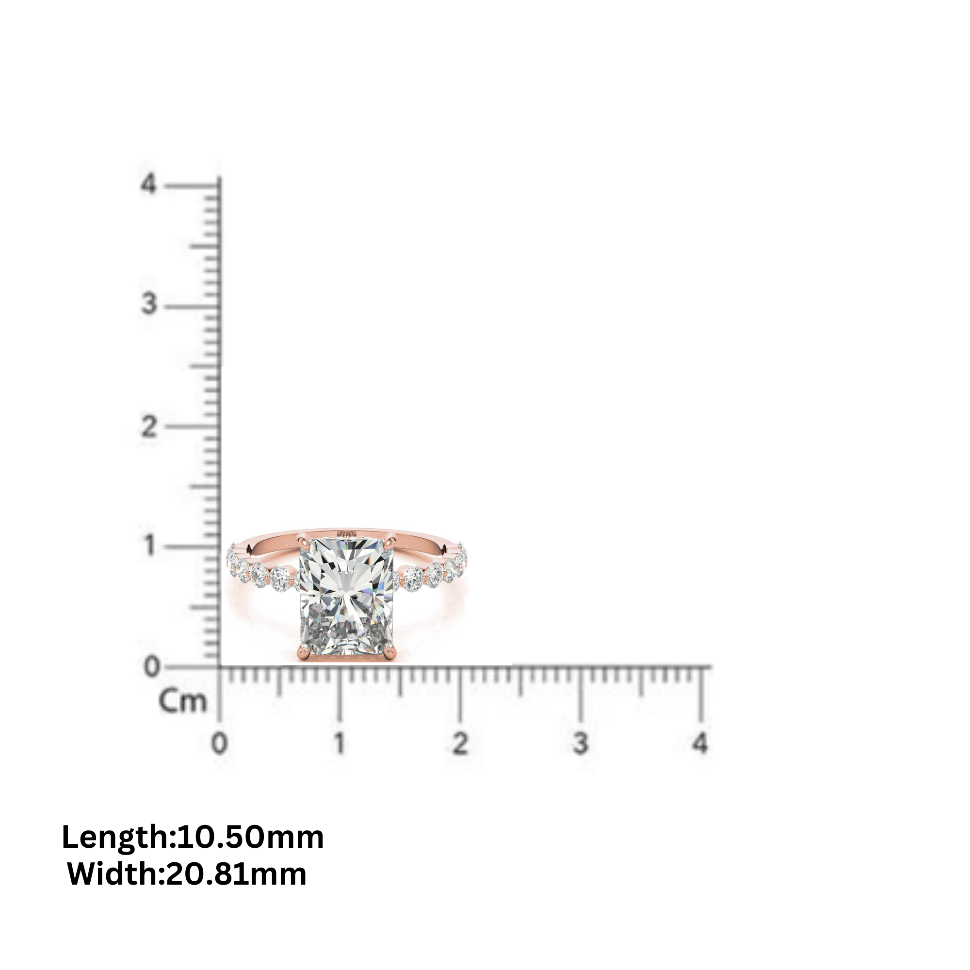 Adjustable Sterling Silver Elegant Rose Gold Radiant Cut Stone & Pave Accents Ring For Women