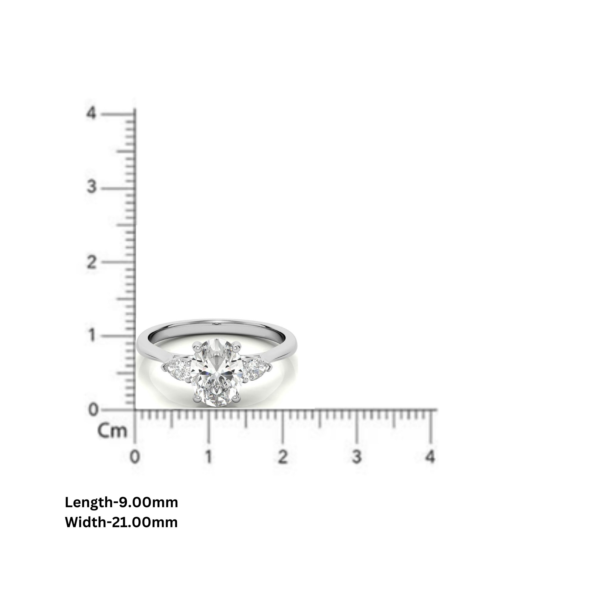 Elegant Classic Sterling Silver Adjustable Oval-Cut Three-Stone White Gold Ring for Women