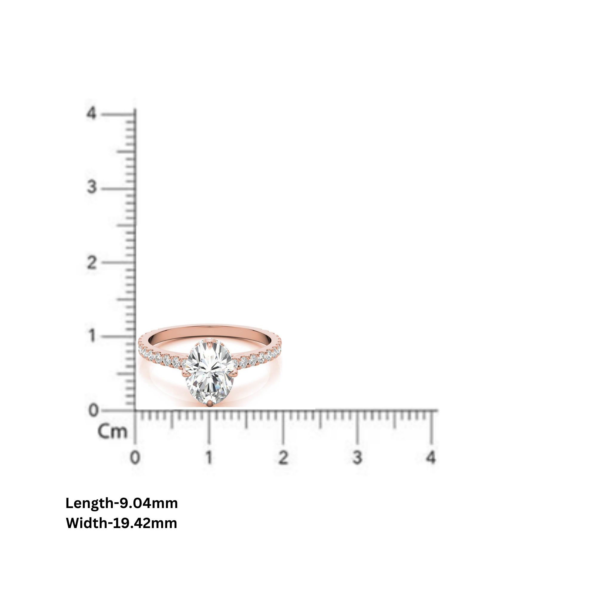 Oval-Cut Pavé Rose Gold-Plated Adjustable 925 Sterling Silver Elegant Engagement Ring For Women