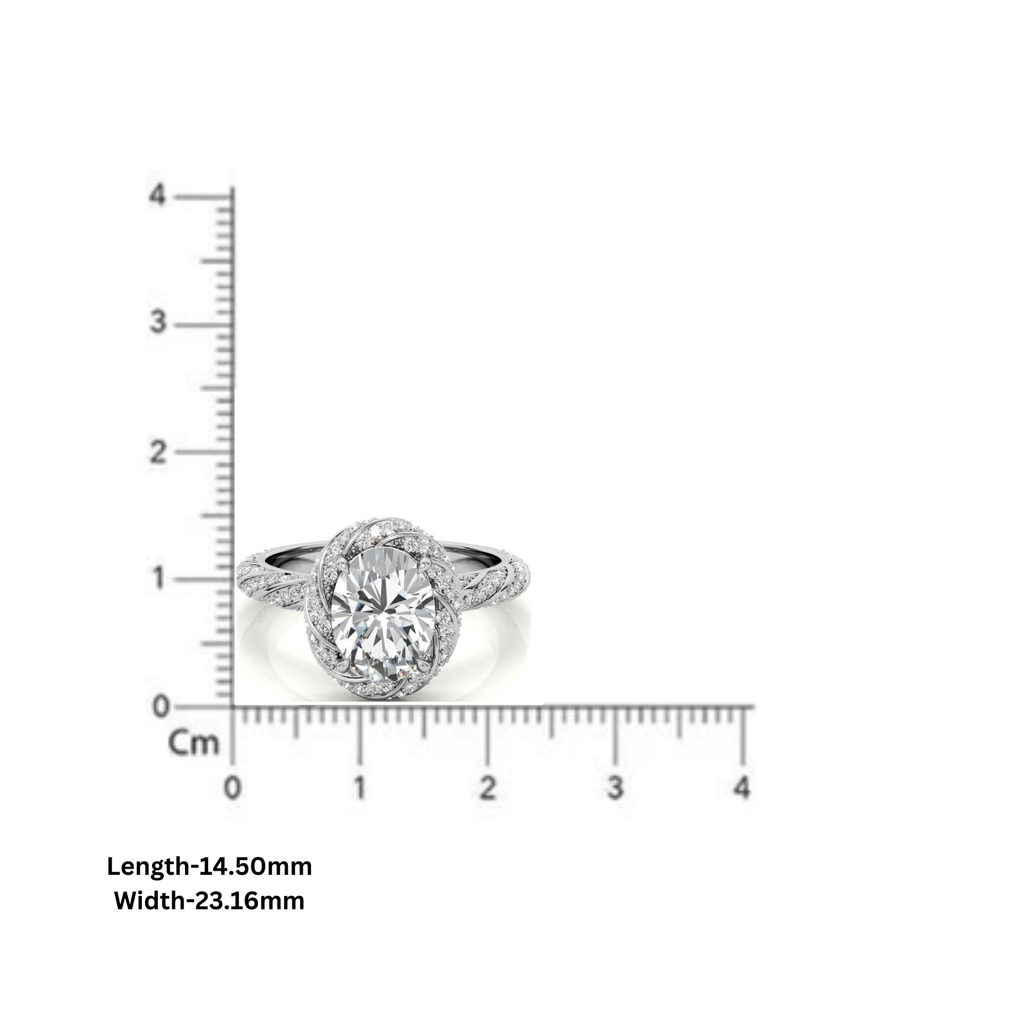 Silver Oval Glimmer Cross Ring