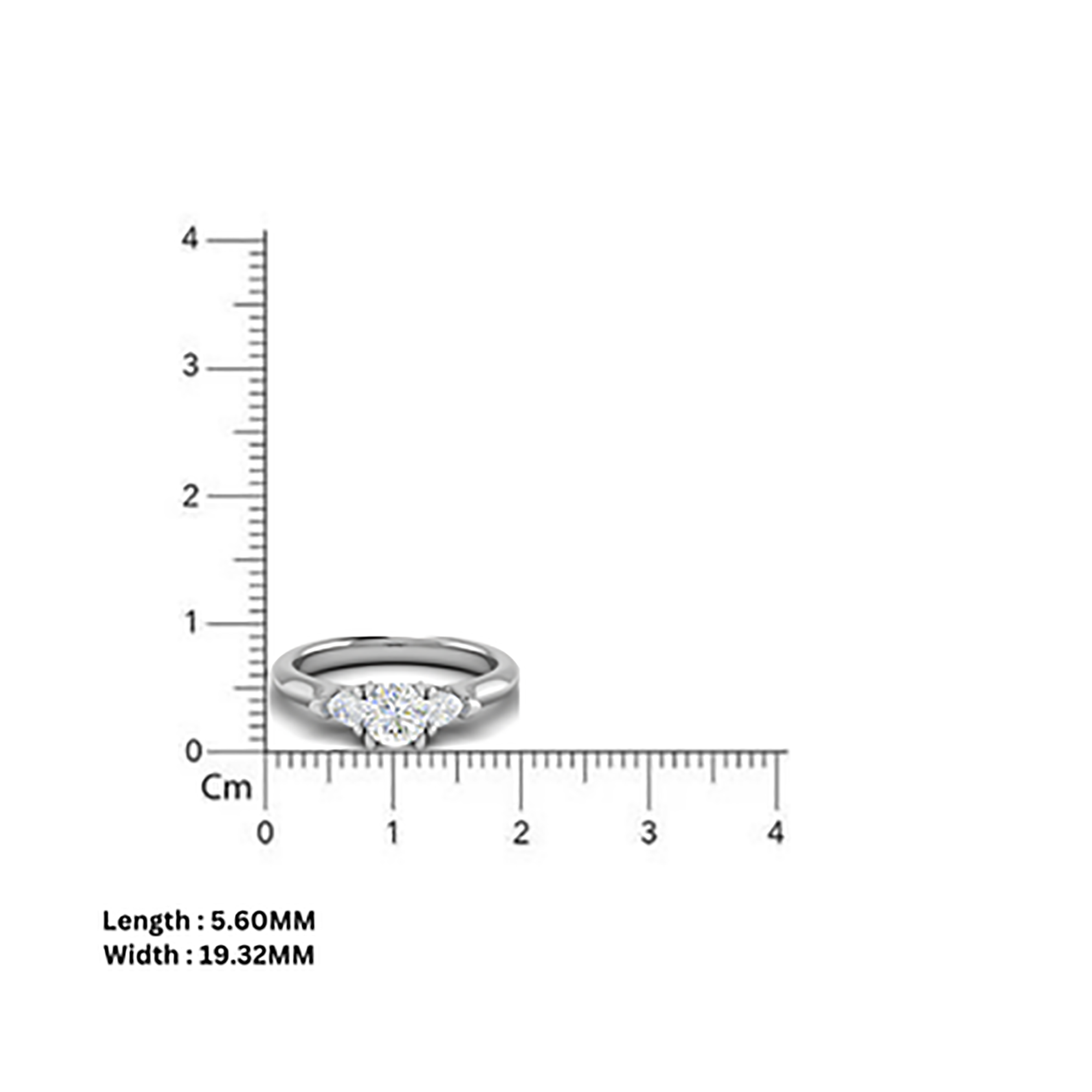 Round and Pear Three Stone Ring