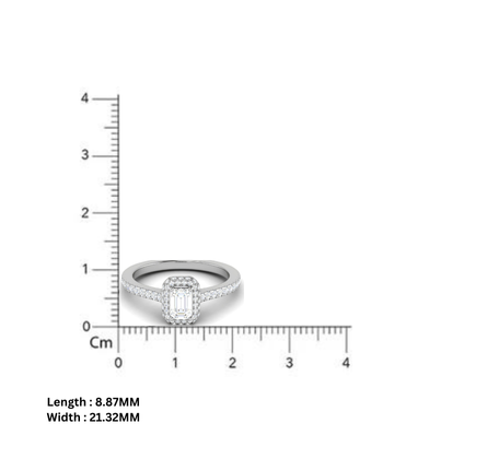 Emerald Cut White Gold Adjustable Silver Stunning Ring For Women