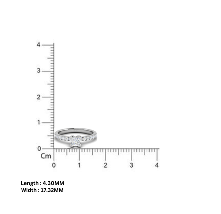 Square-Cut Diamond White Gold Adjustable Silver Elegant Ring For Women