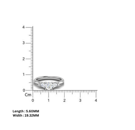 Triple Diamond White Gold Adjustable Silver Brilliant Ring For Women