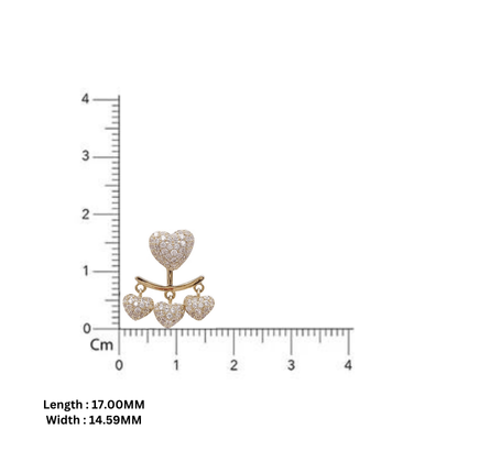 Sparkling Heart Drop Silver Yellow Gold Earring For Women