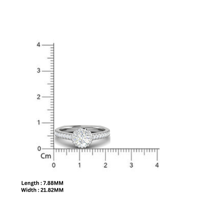 White Gold Adjustable Silver Gleaming Round Halo Pave Diamond Ring For Woman