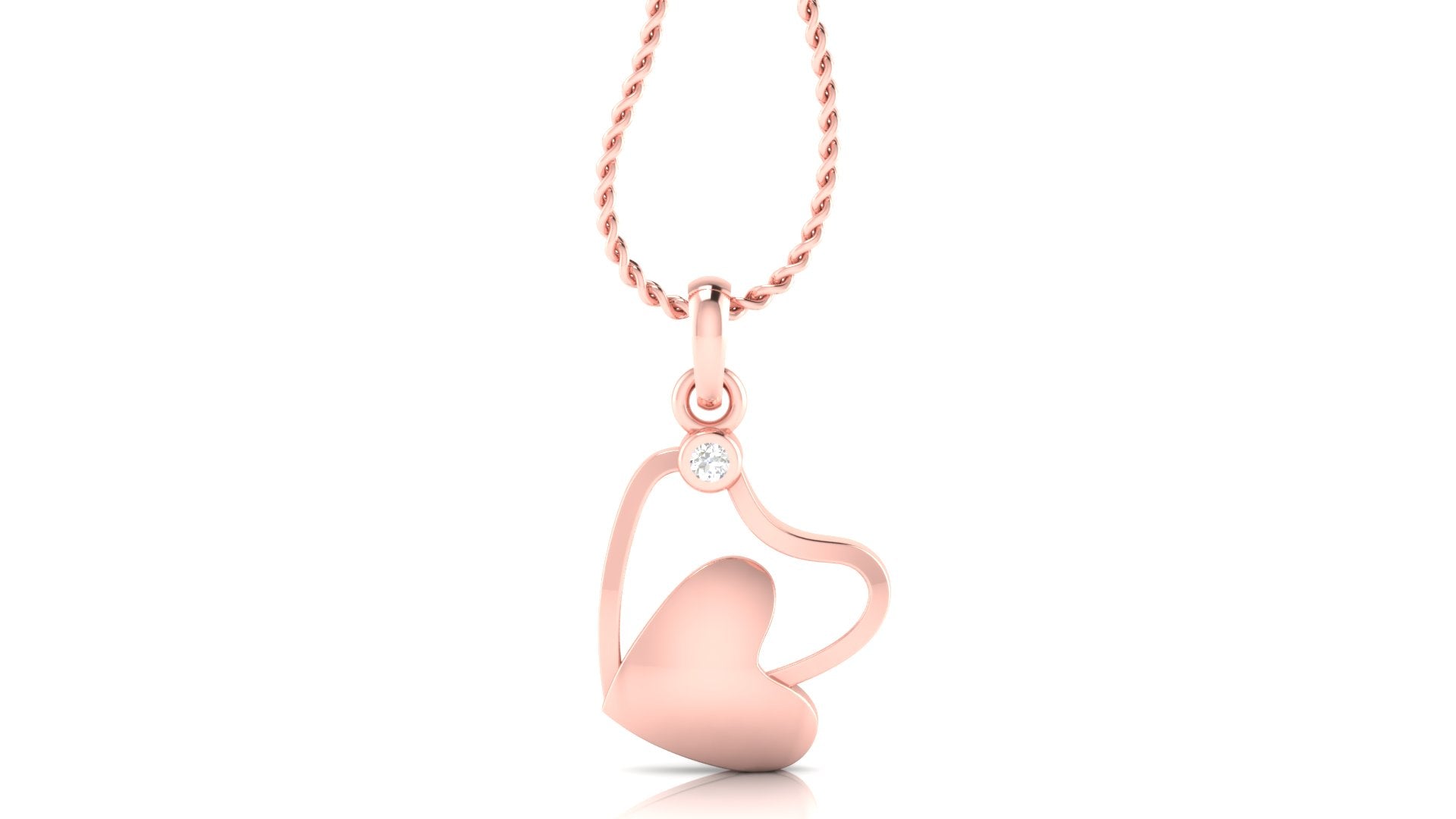 Silver Twisted Adjustable Heart Rose Gold Pendant For Women
