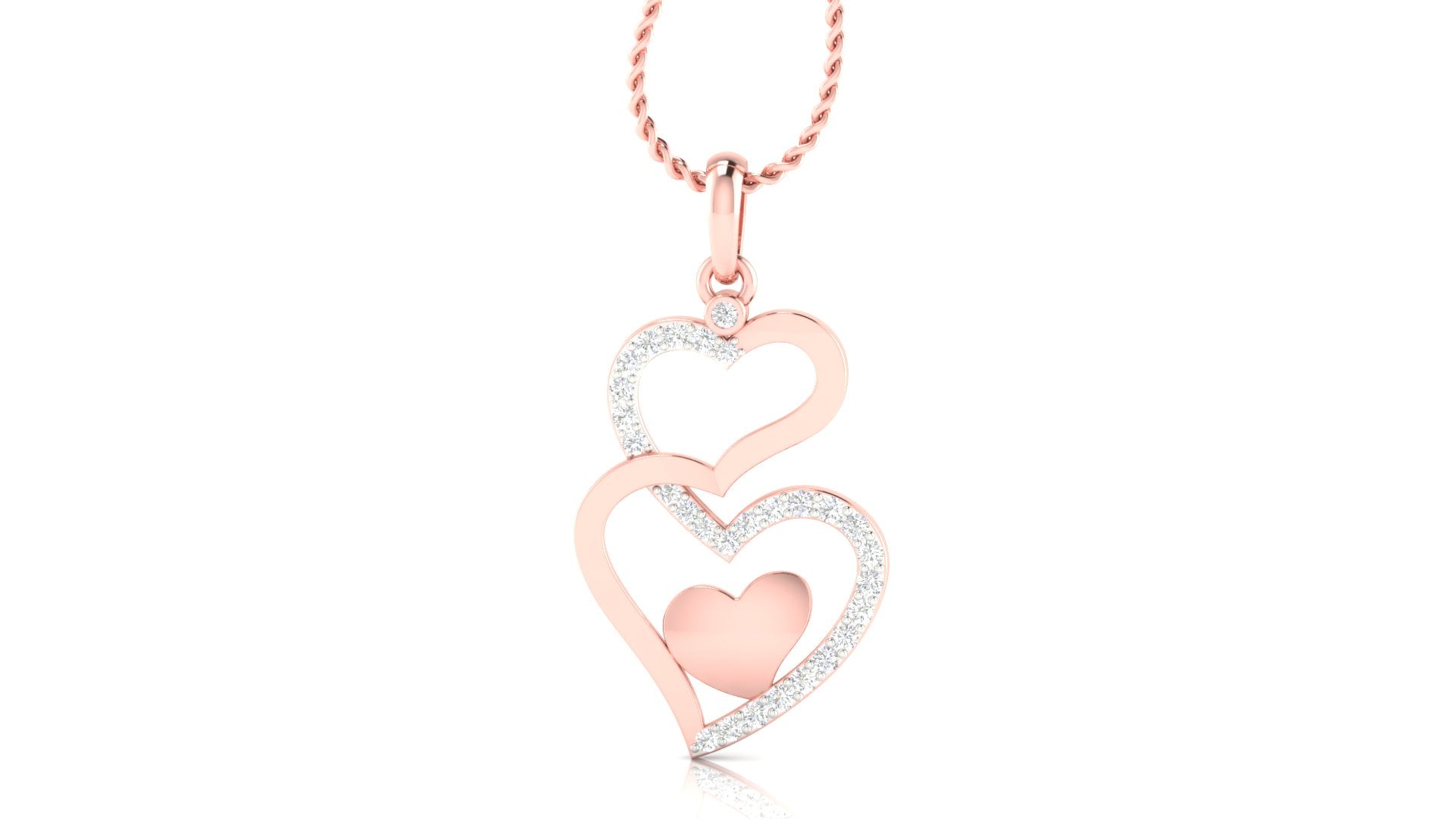 Silver Elegant Adjustable Heart Layer Rose Gold Pendant For Women