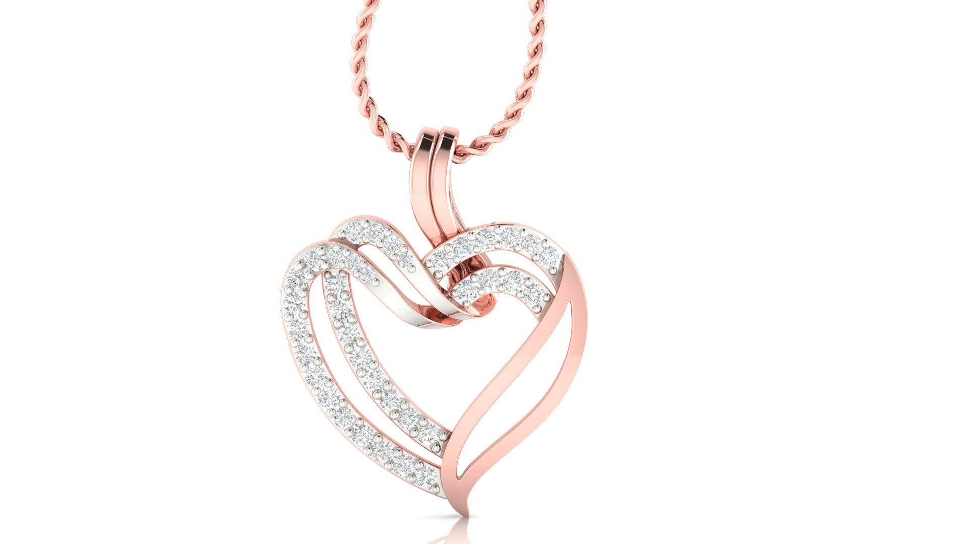 Silver Brilliant Adjustable Twinned Heart Rose Gold Pendant For Women