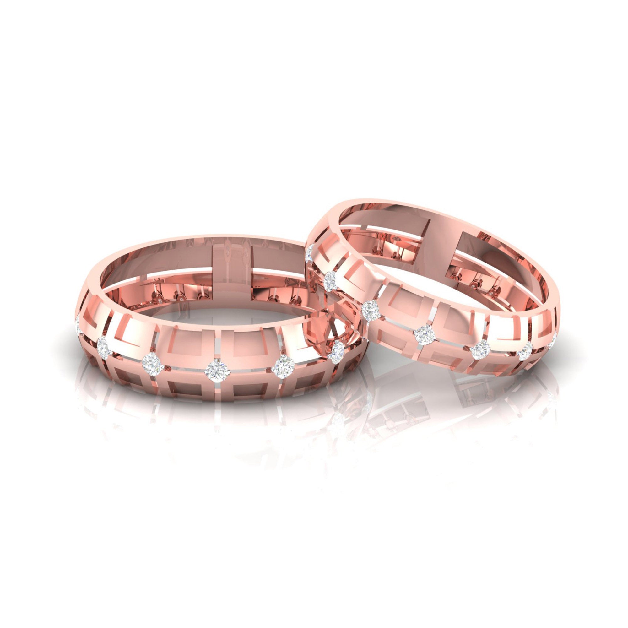 Rose Gold Geometric Couple Band