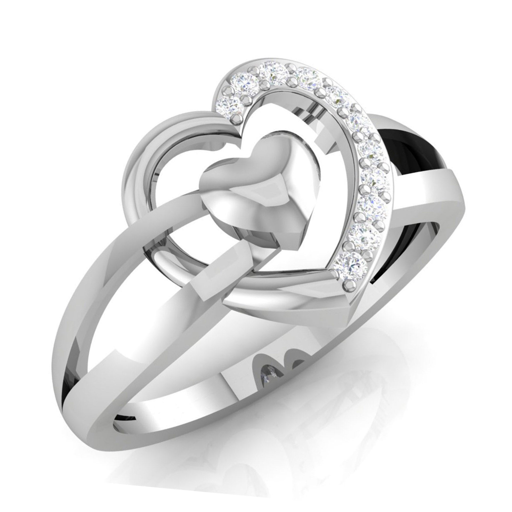 Sterling Silver Overlapping Heart Ring