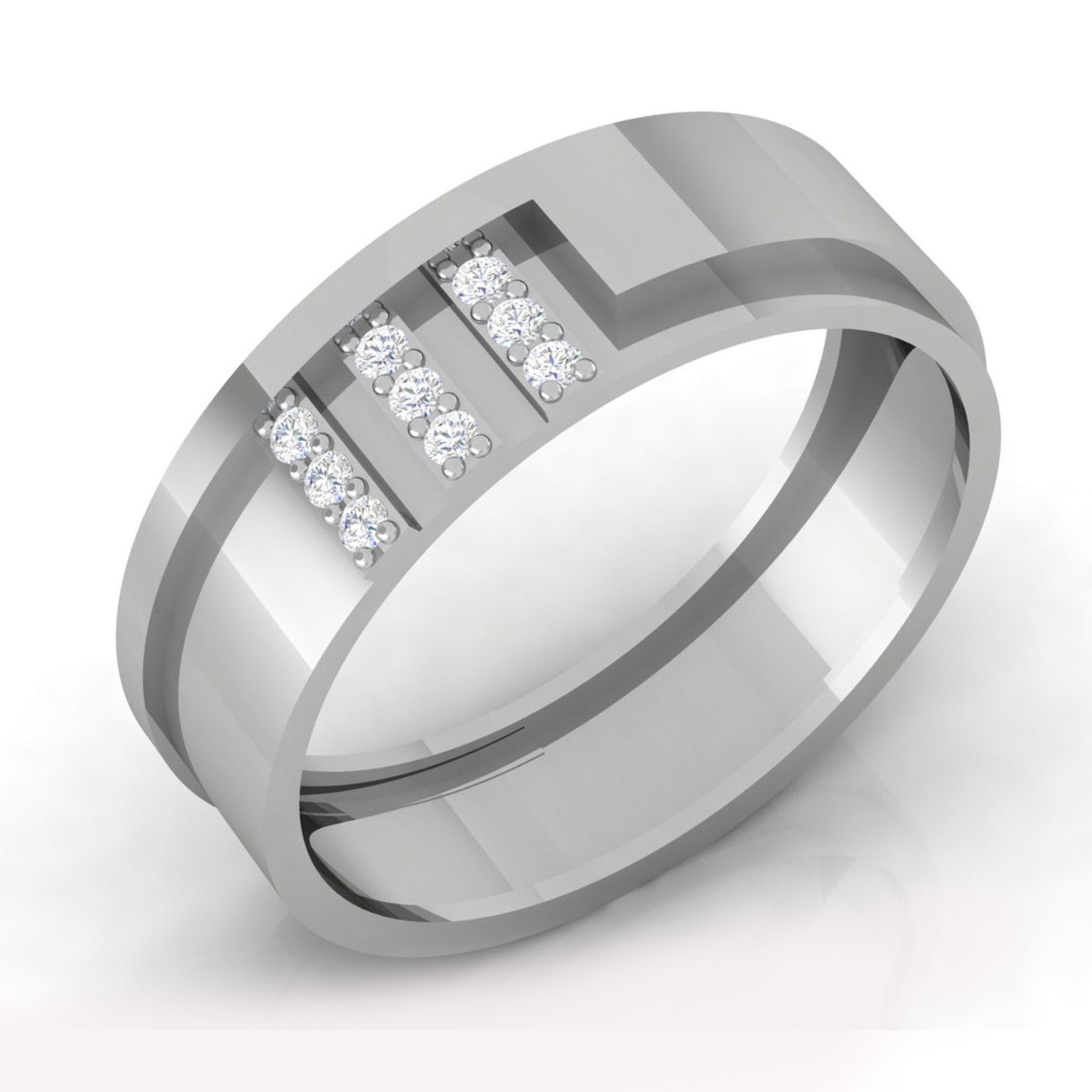 Elegent White Gold Couple Band