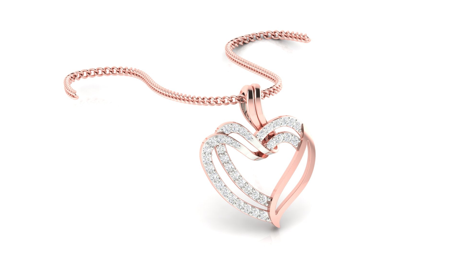 Silver Brilliant Adjustable Twinned Heart Rose Gold Pendant For Women