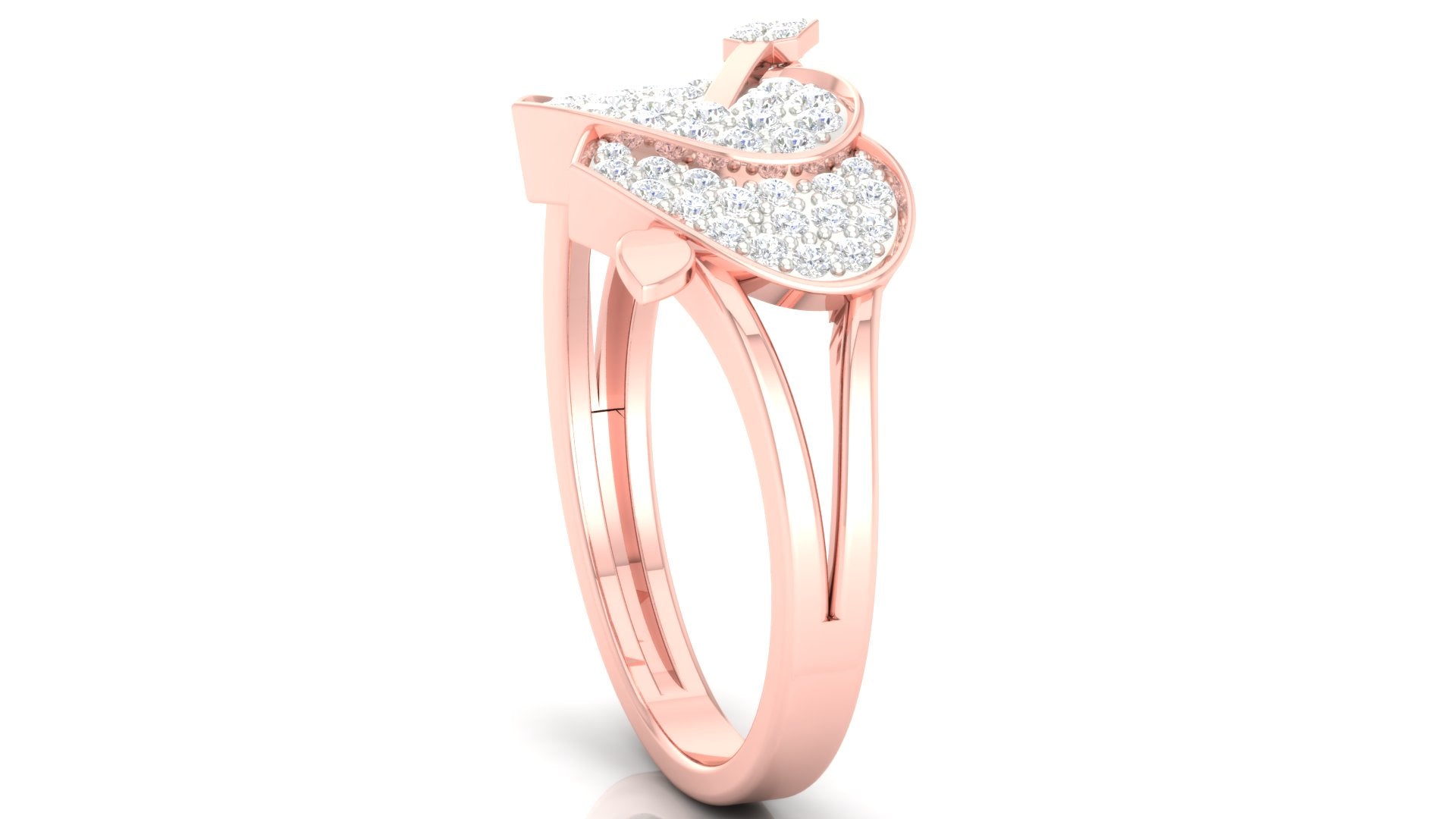 Dual Heart Rose Gold Silver Adjustable Cupid's Arrow Band For Women