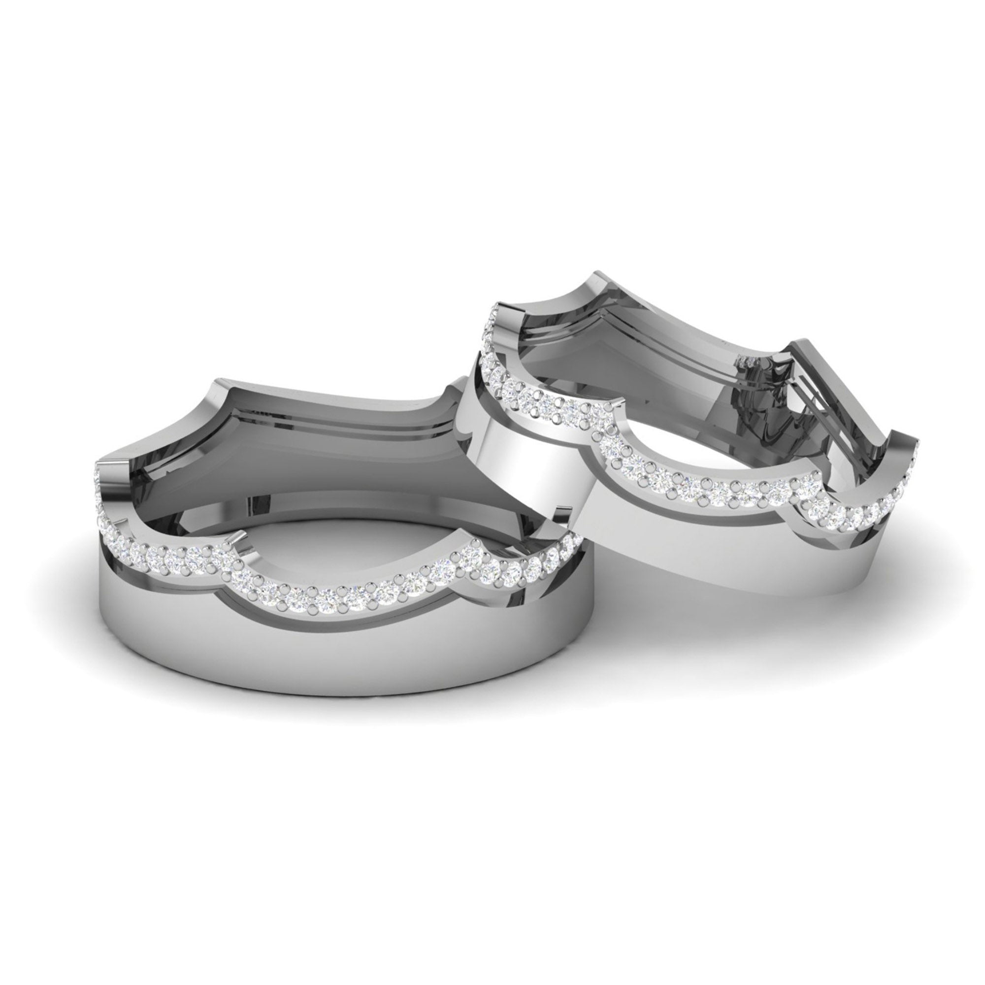 King Queen Couple Rings in Sterling Silver