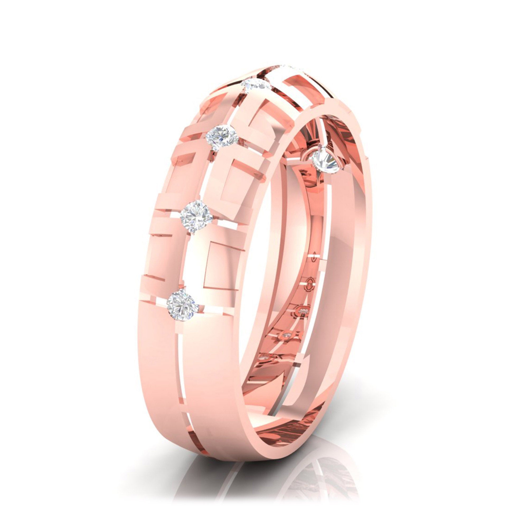 Rose Gold Geometric Couple Band