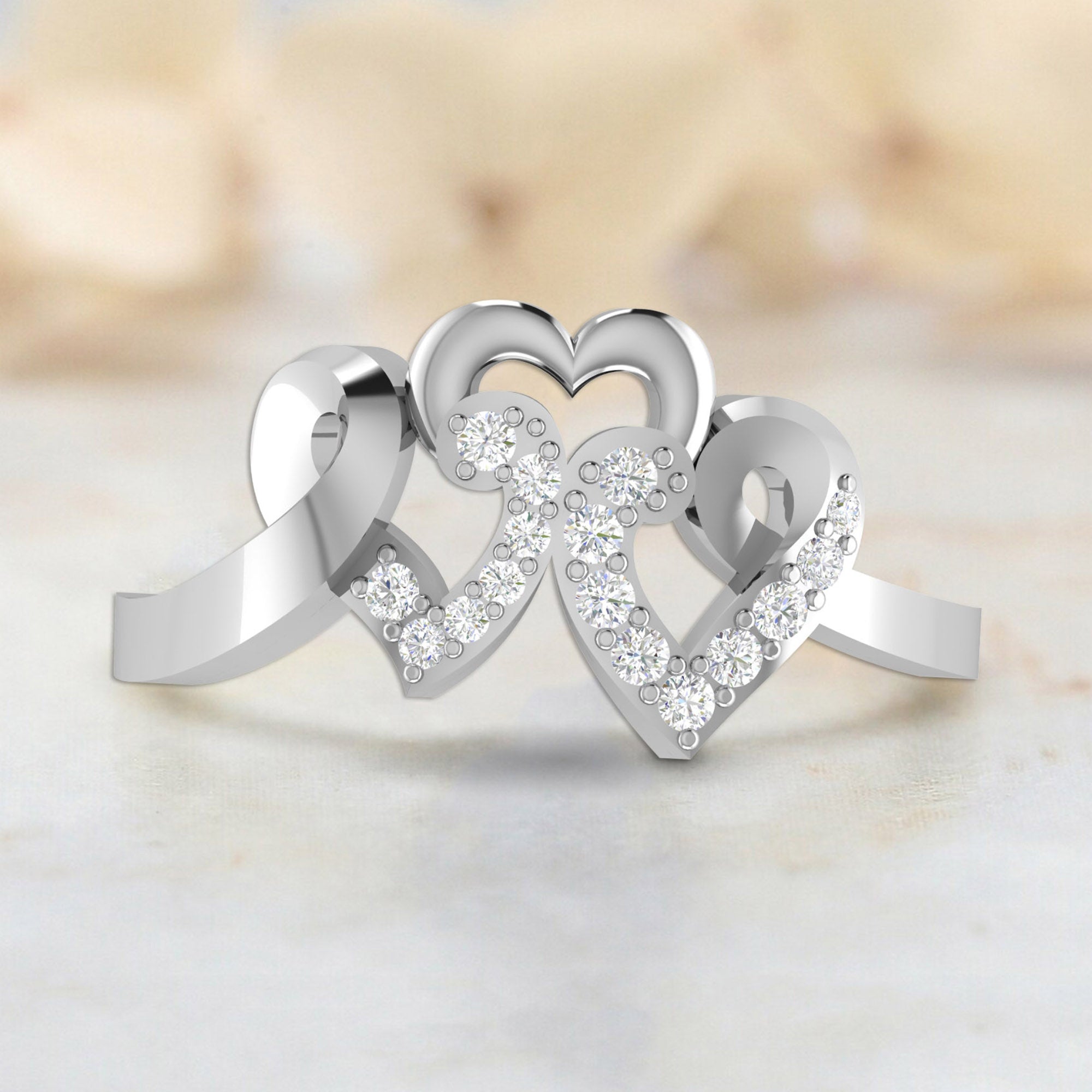 Sterling Silver Triple Heart Ring