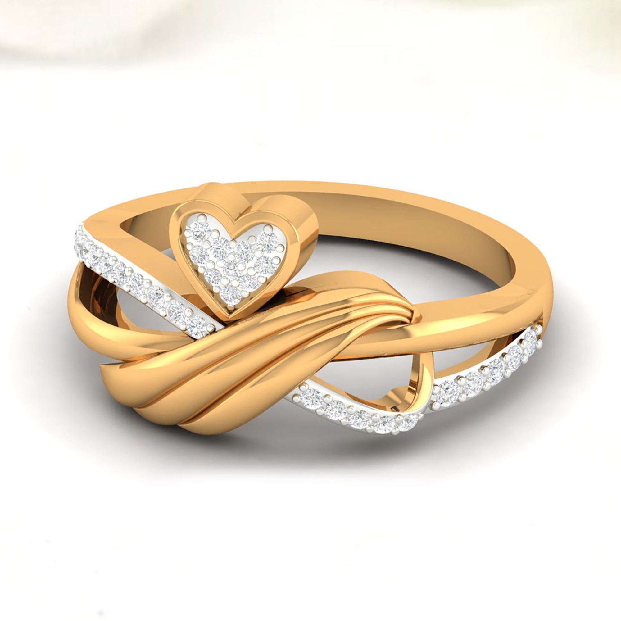 Gold Plated Crossover Heart Ring