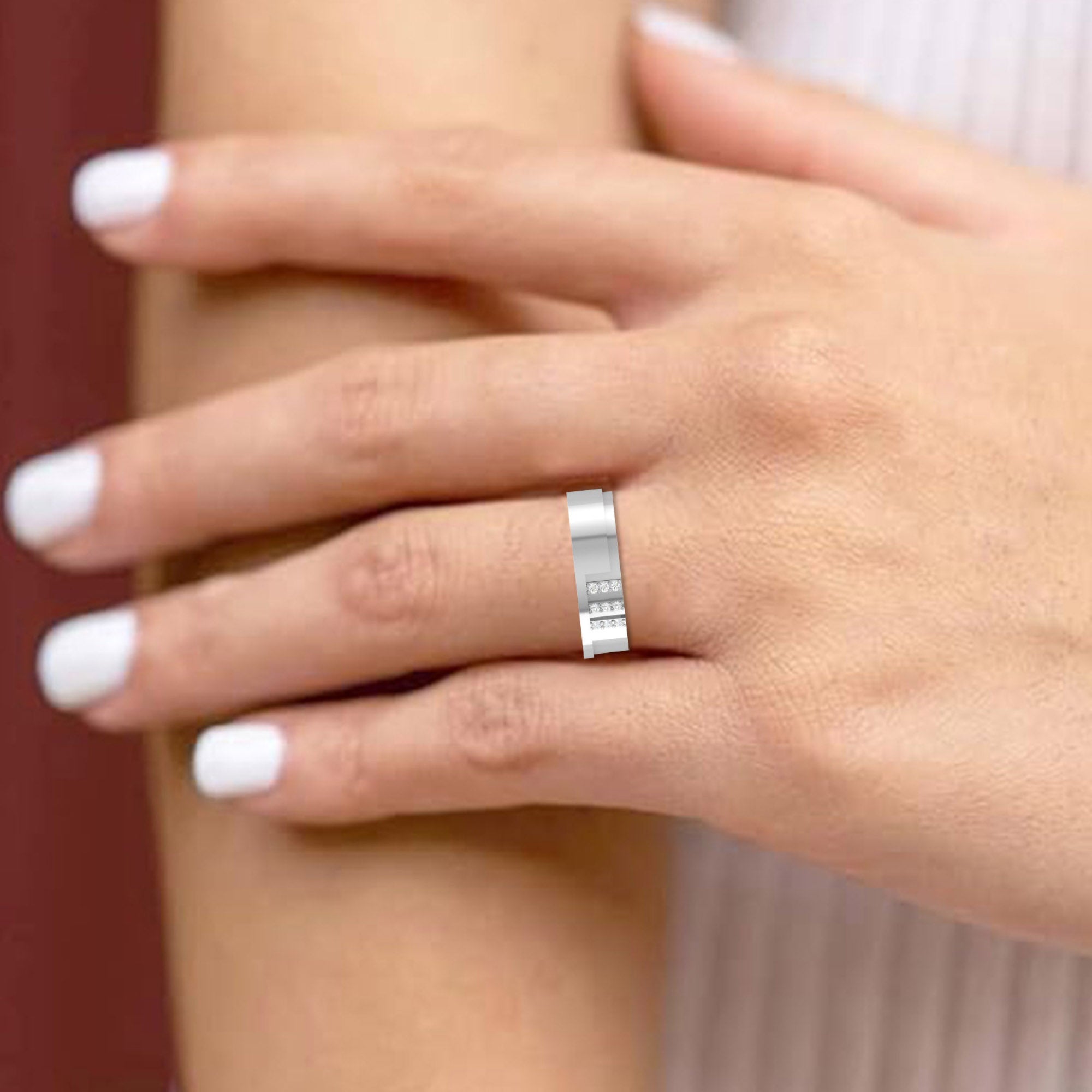 Elegent White Gold Couple Band