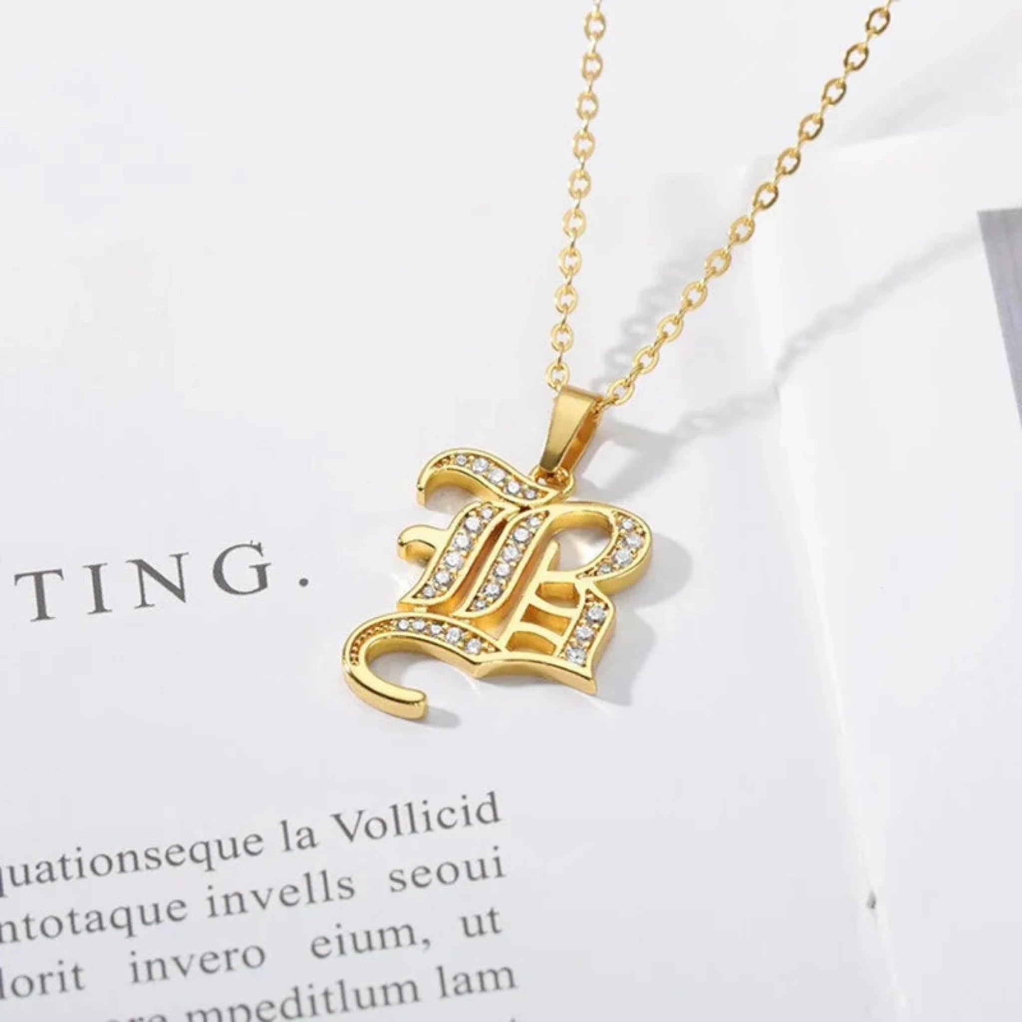 Yellow Gold Adjustable Silver Font Letter Pendant For Woman
