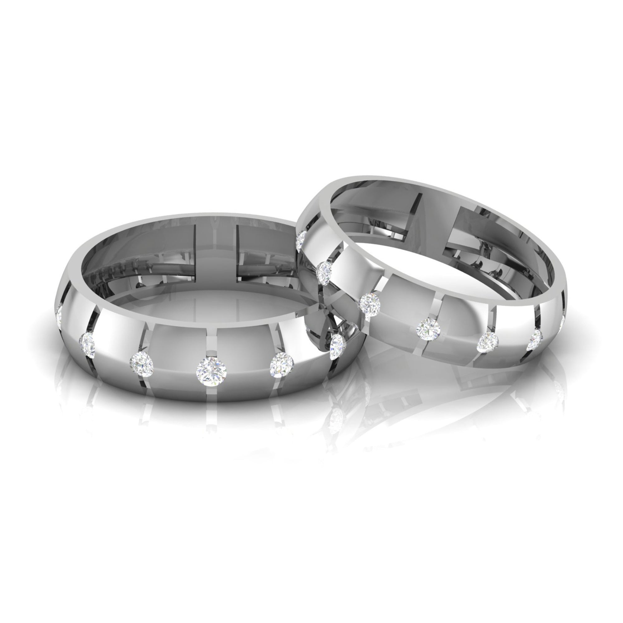 Sterling Silver Diamond Wedding Bands