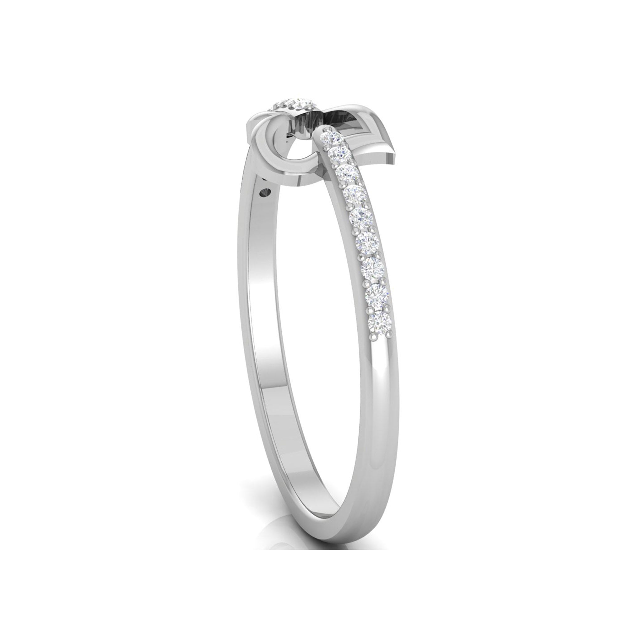 Open Heart White Gold Silver Adjustable Elegant Pave Band For Women