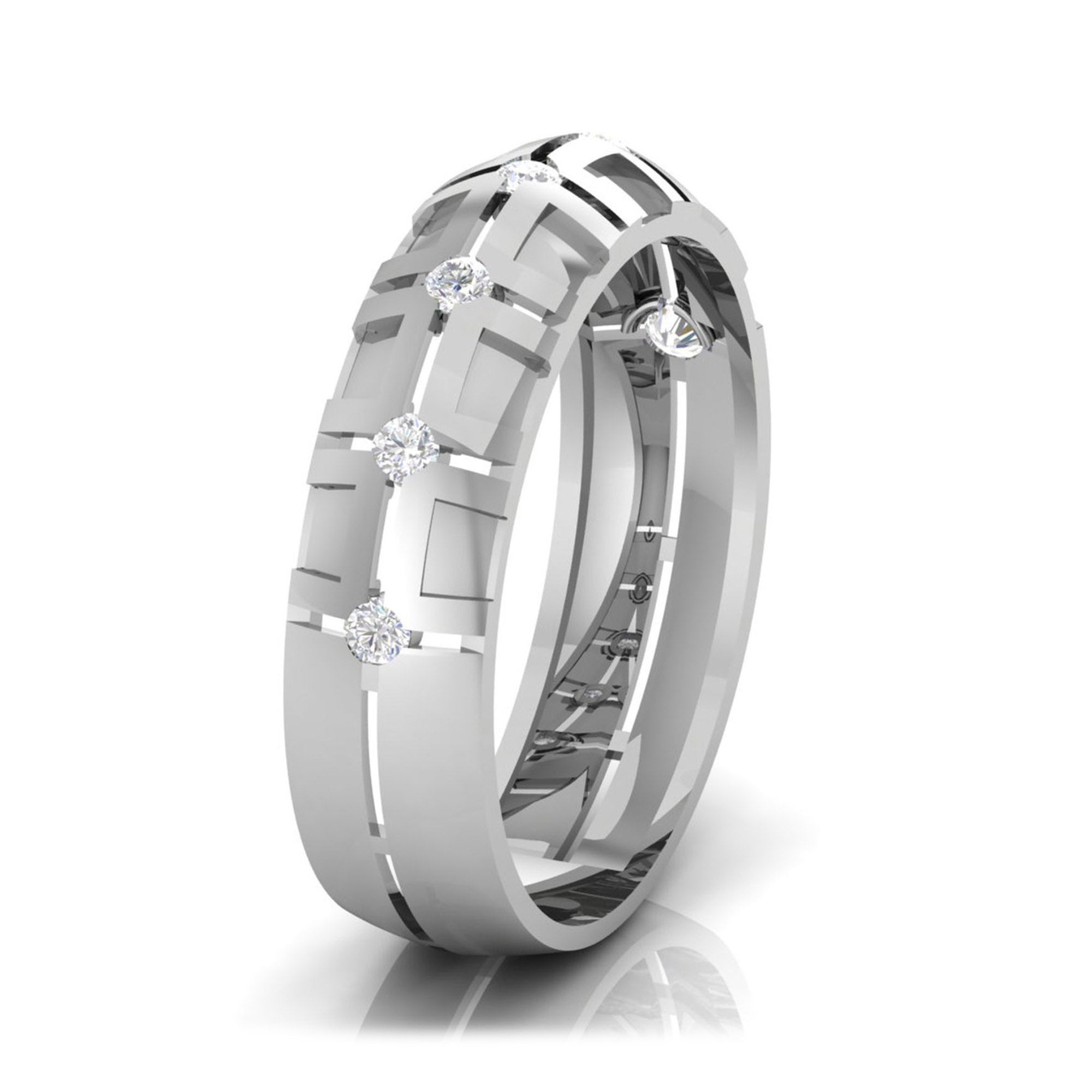 Sterling Silver Geometric Couple Band
