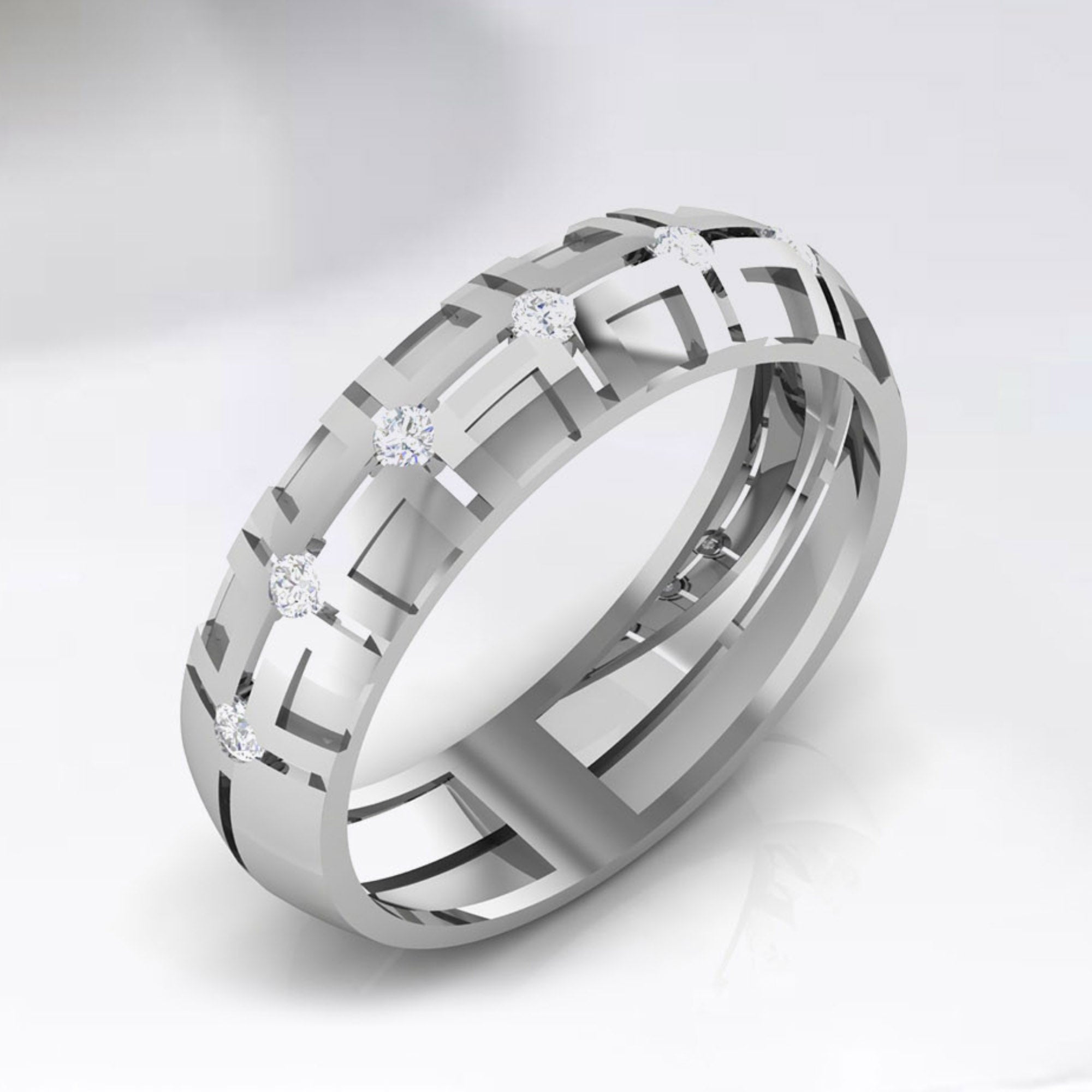 Sterling Silver Geometric Couple Band