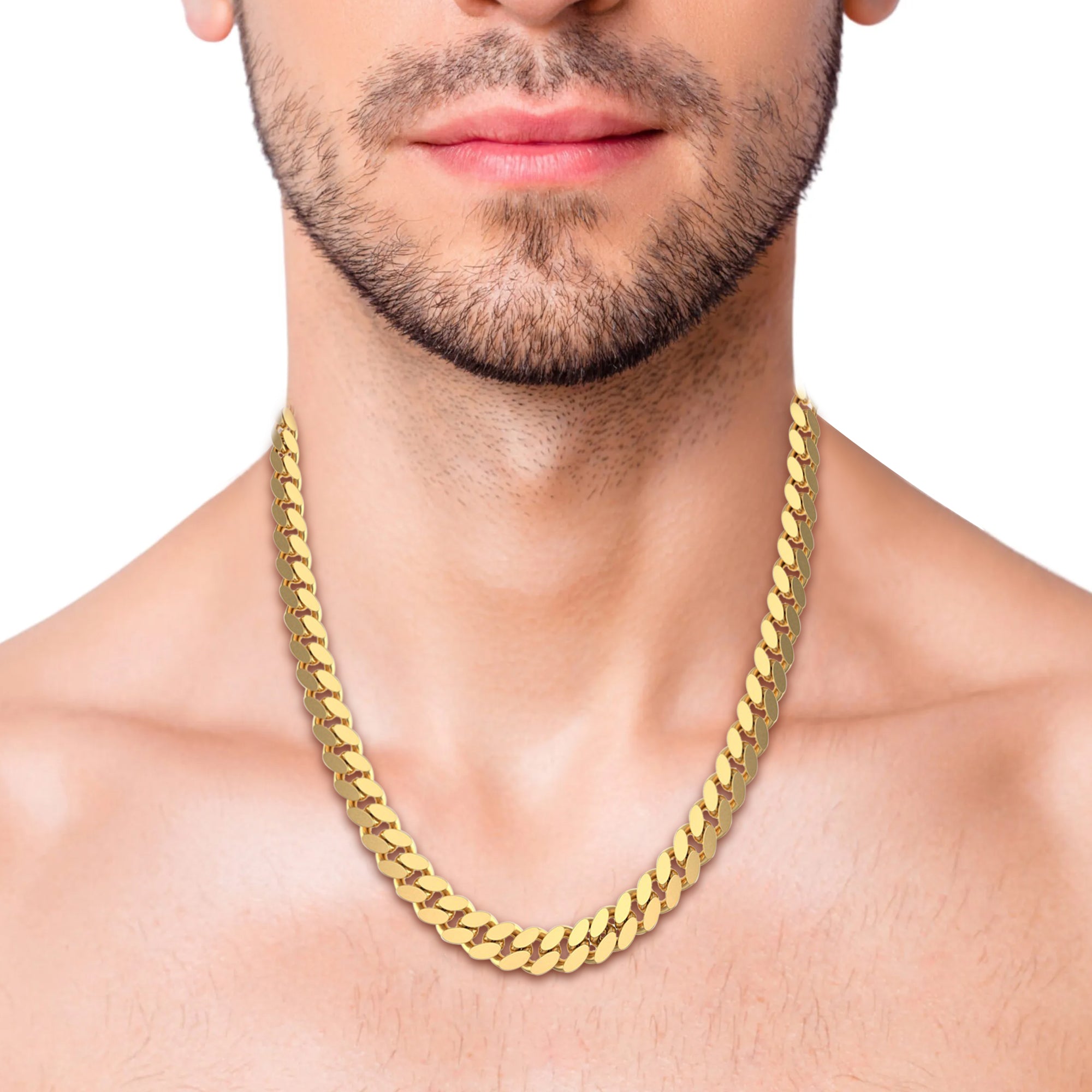 Yellow Gold Plated Cuban Link Chain for Men