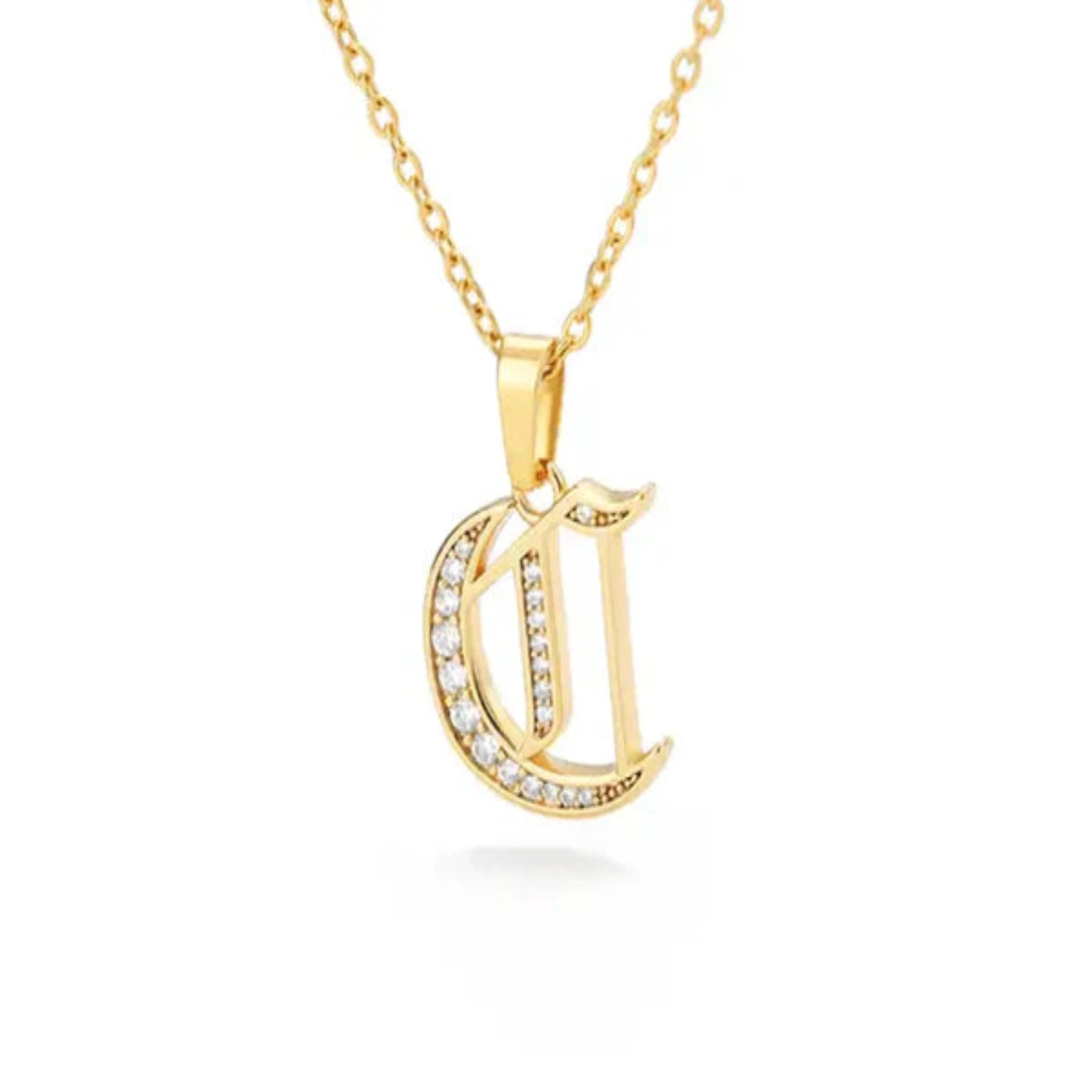 Yellow Gold Adjustable Silver Font Letter Pendant For Woman