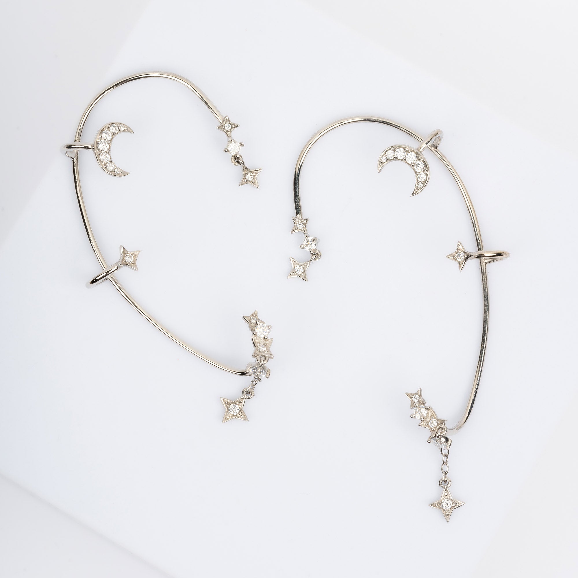 Silver Moon Star Ear Cuffs