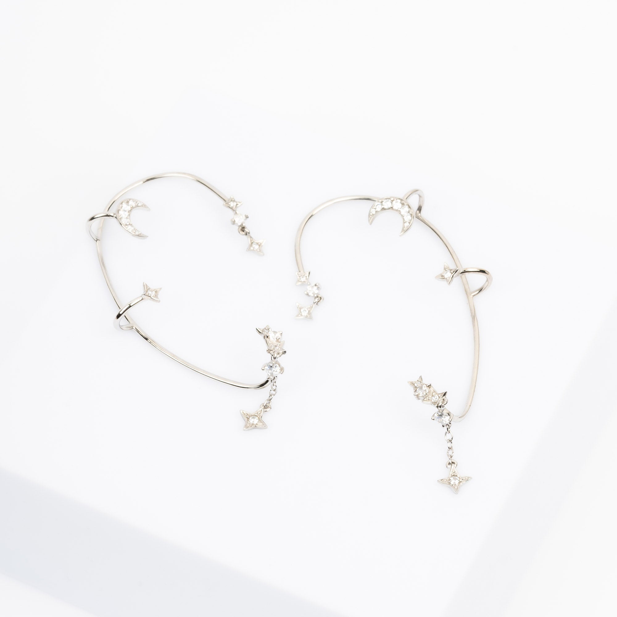 Silver Moon Star Ear Cuffs