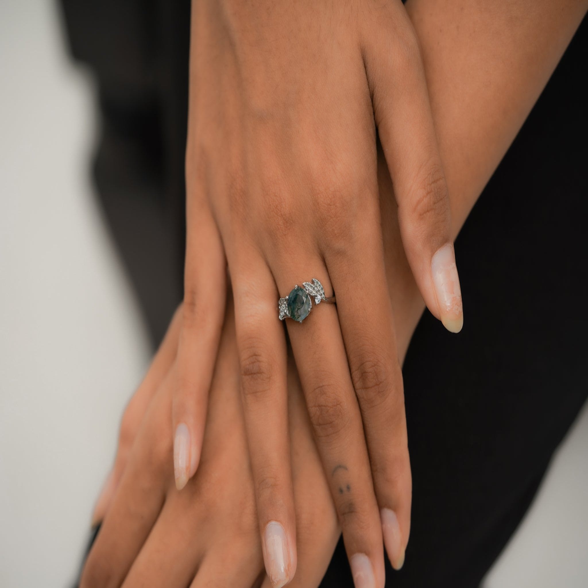Moss Agate Elegance Adjustable Ring